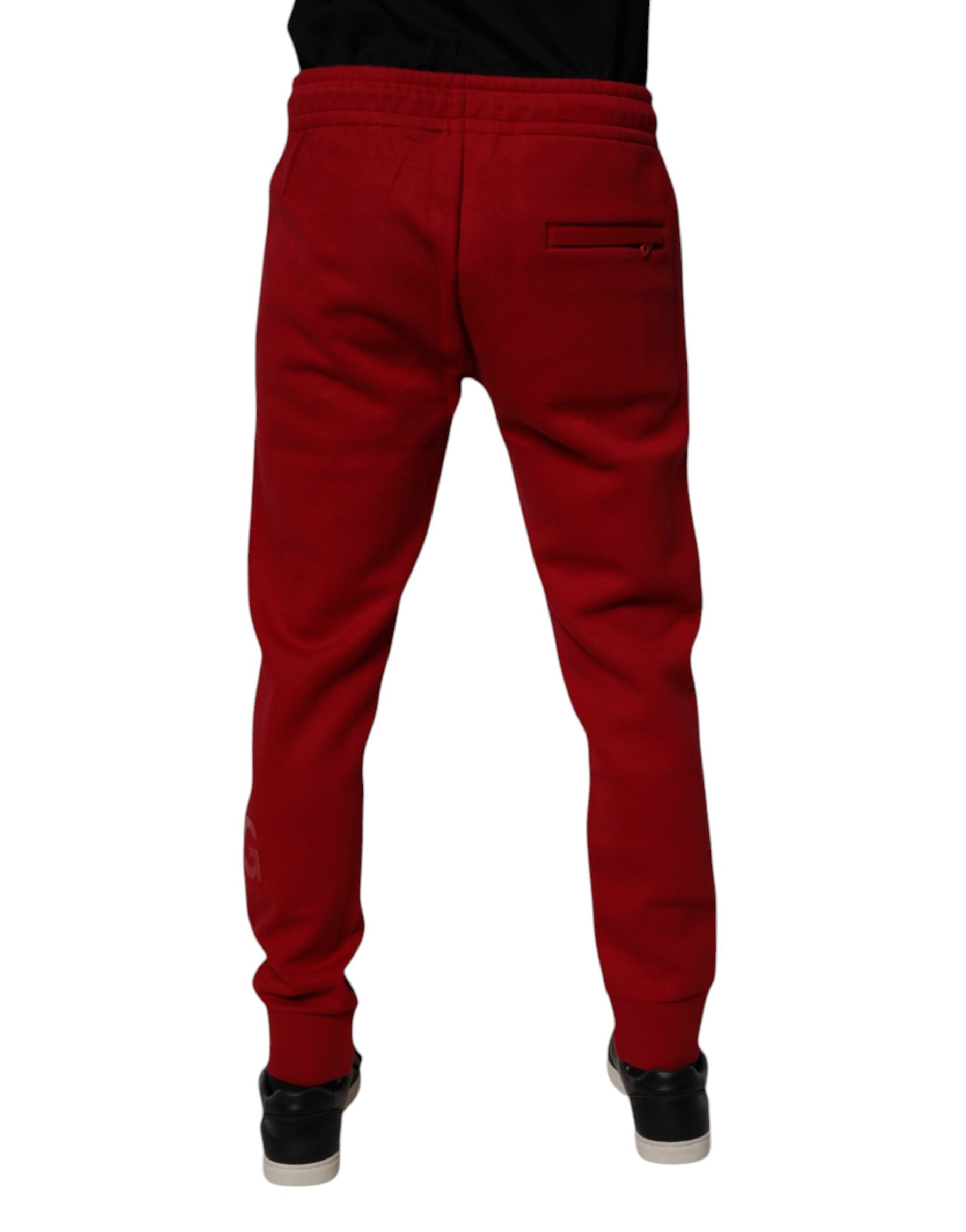 Dolce & Gabbana Red DG Logo Cotton Jogger Men Sweatpants Pants | Regal Royce