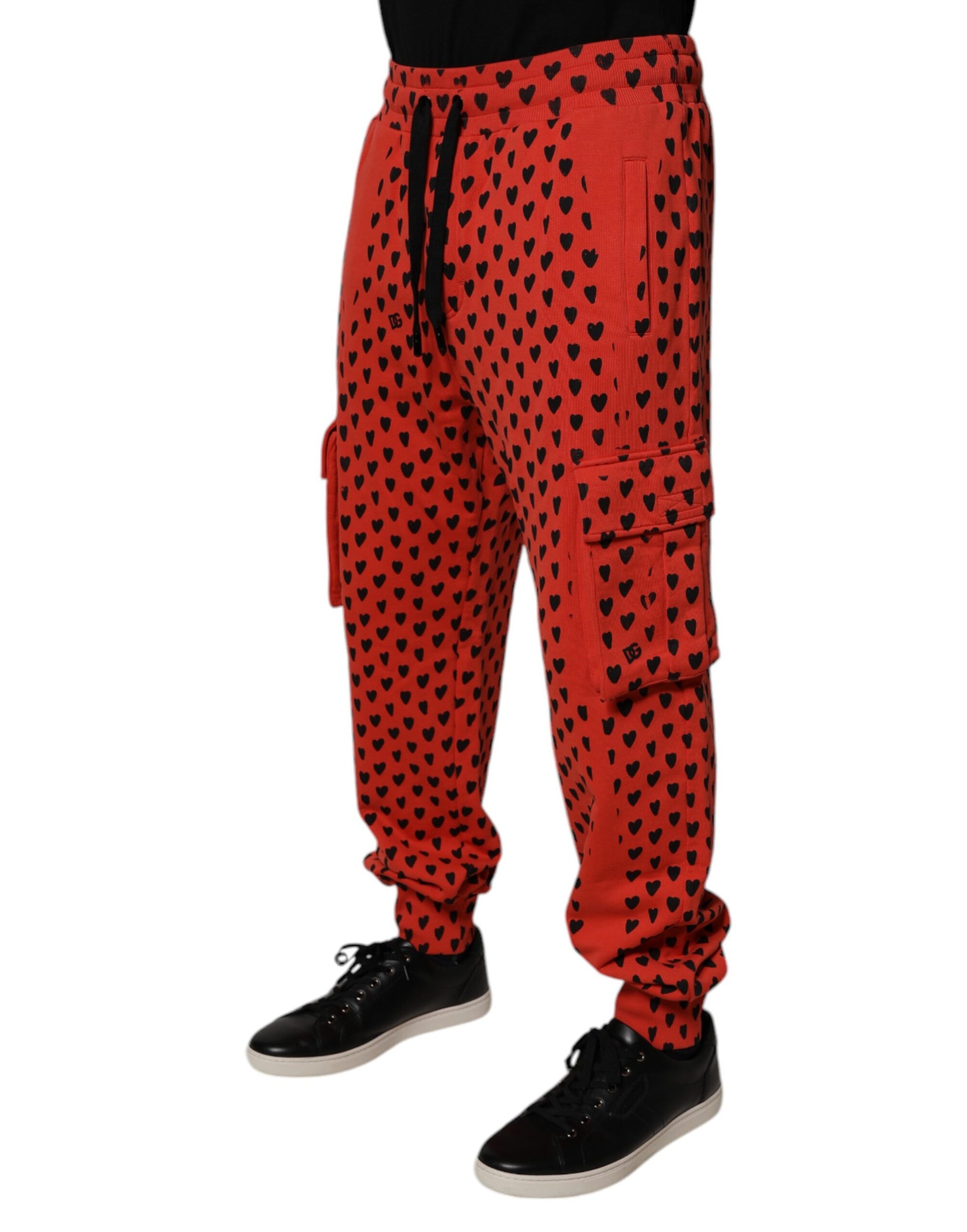 Dolce & Gabbana Red Hearts Cargo Jogger Men Sweatpants Pants | Regal Royce