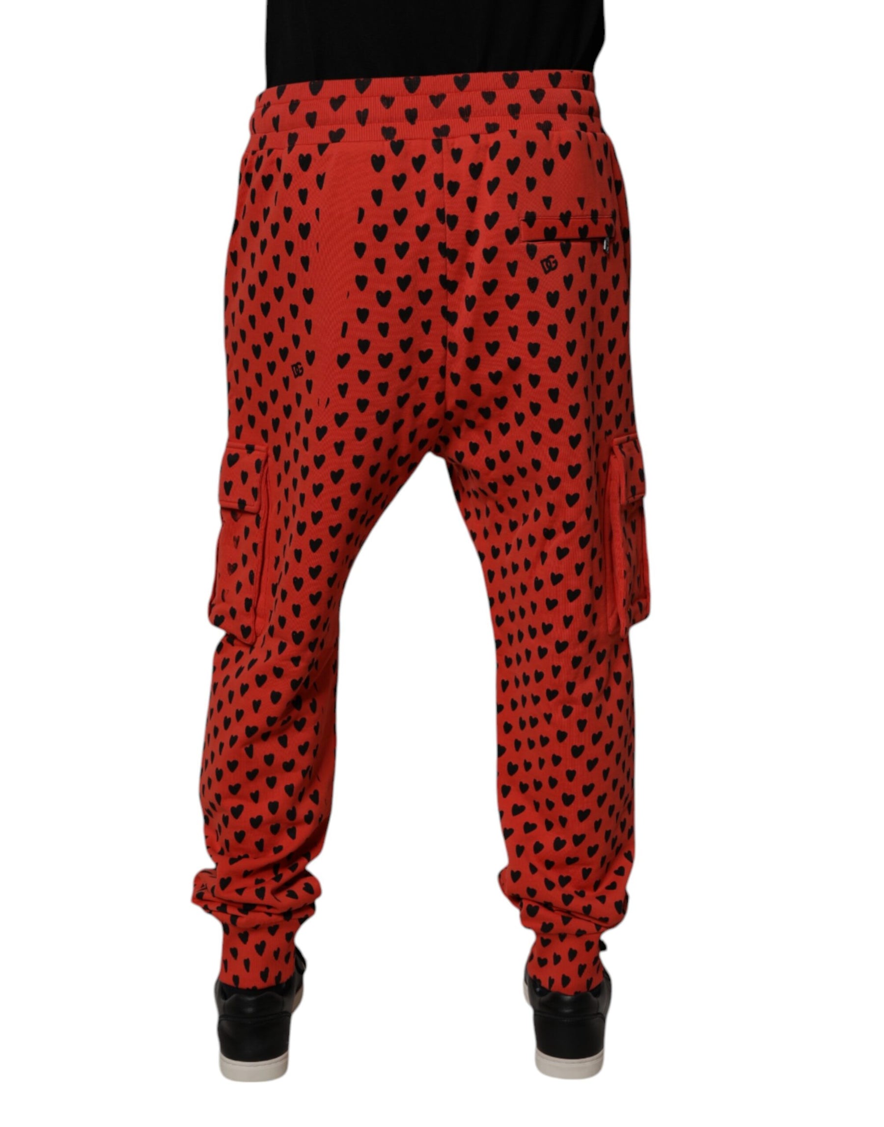 Dolce & Gabbana Red Hearts Cargo Jogger Men Sweatpants Pants | Regal Royce