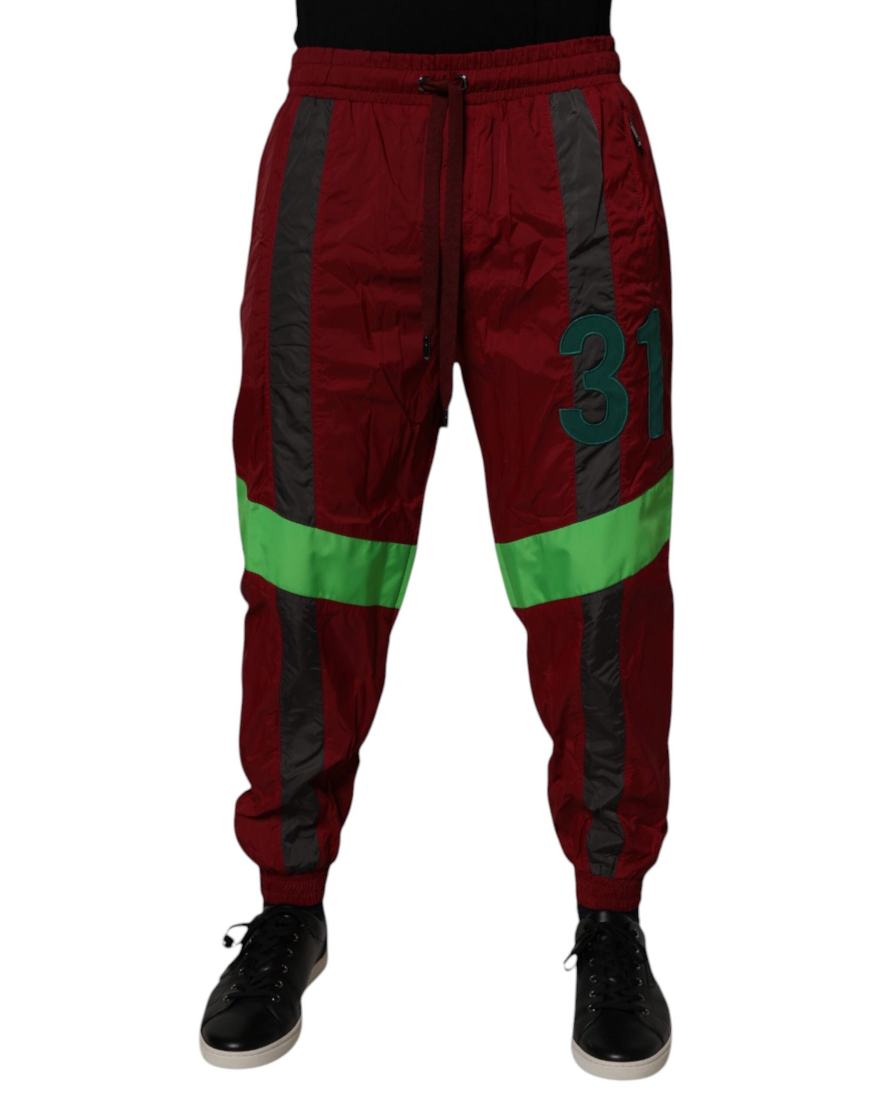 Dolce & Gabbana Maroon Nylon Men Jogger Sweatpants Pants | Regal Royce