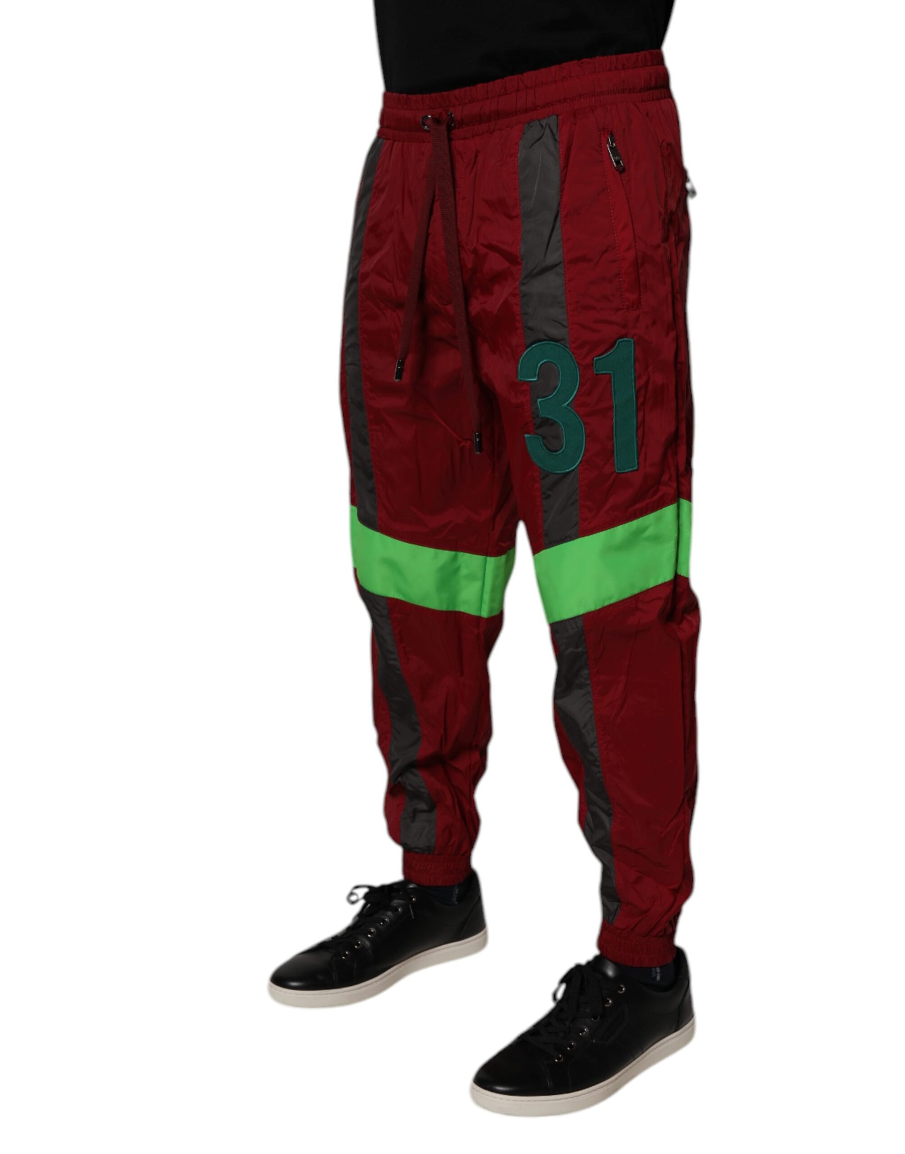 Dolce & Gabbana Maroon Nylon Men Jogger Sweatpants Pants | Regal Royce