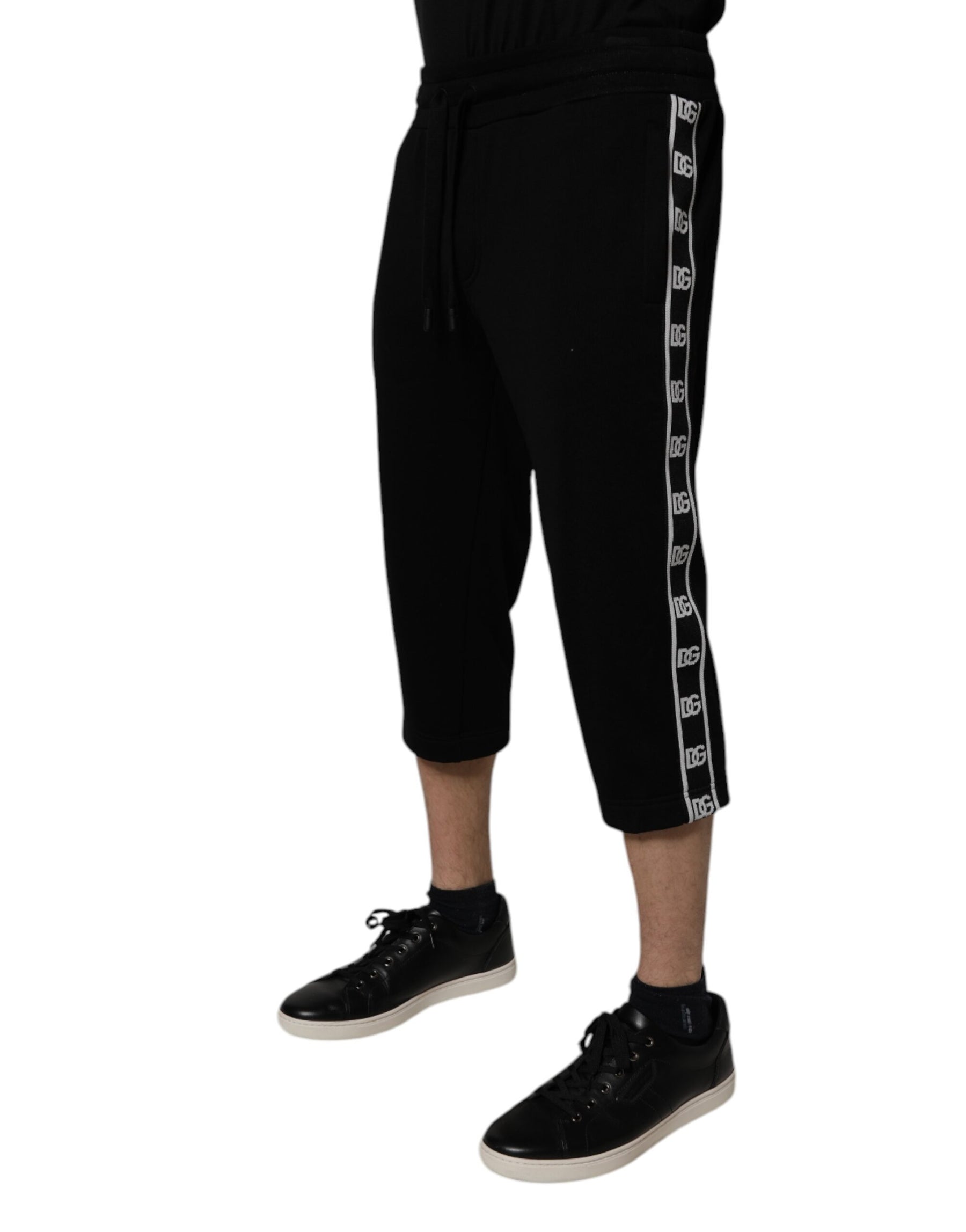 Dolce & Gabbana Black Cotton Blend Cropped Sweatpants Pants | Regal Royce