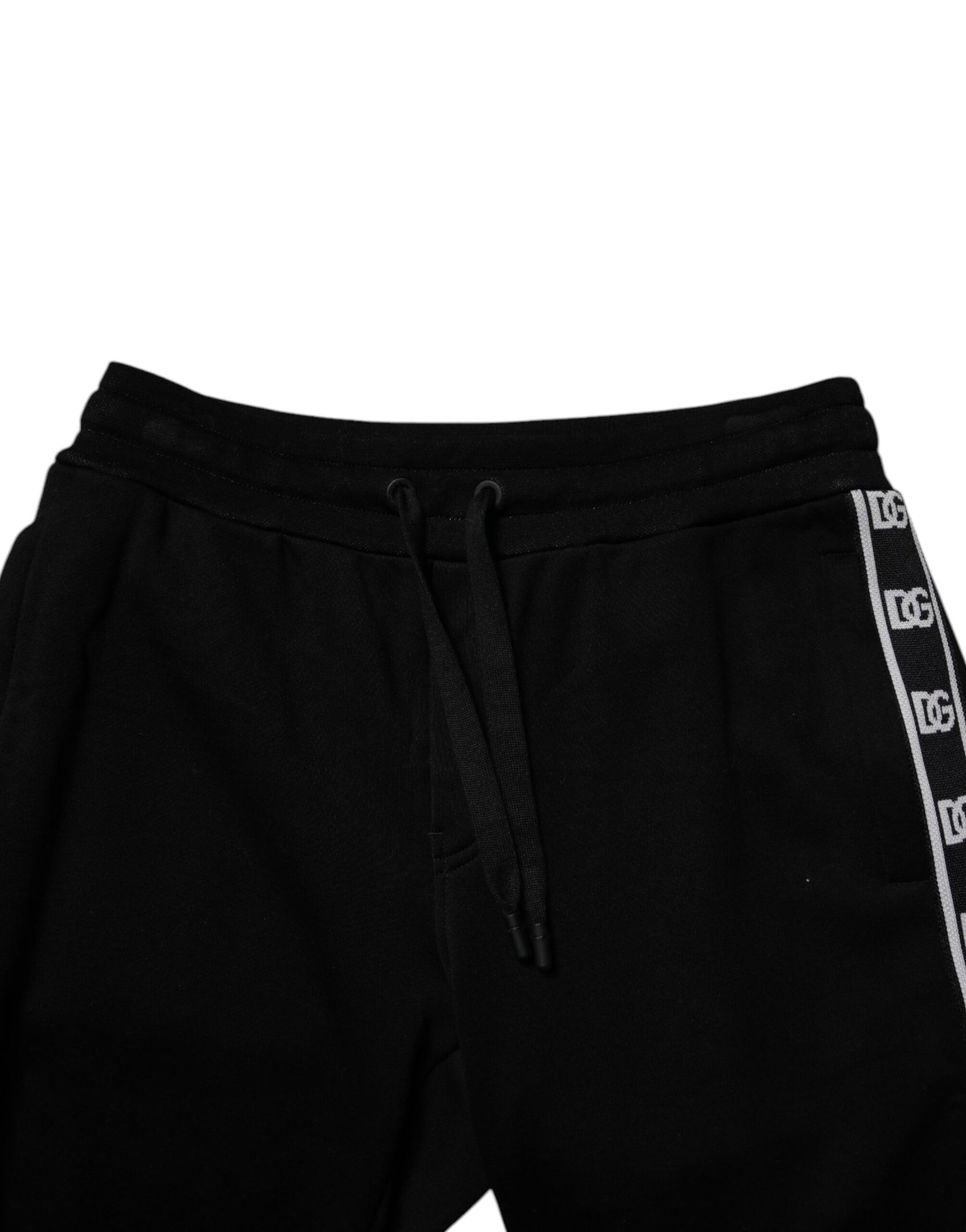 Dolce & Gabbana Black Cotton Blend Cropped Sweatpants Pants | Regal Royce