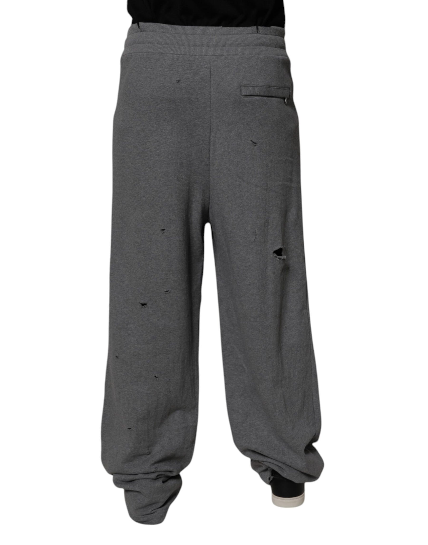 Dolce & Gabbana Gray Cotton RipStyle Straight Sweatpants Pants | Regal Royce