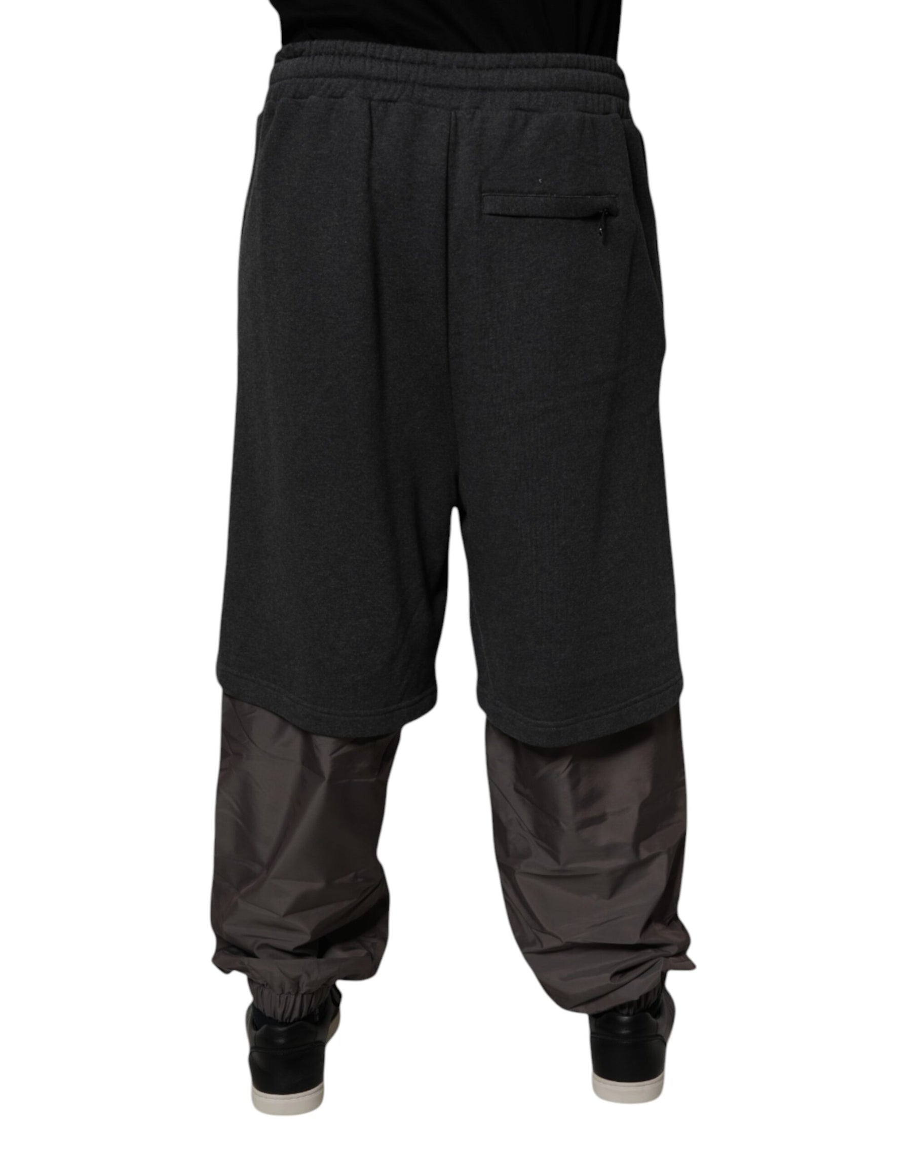 Dolce & Gabbana Dark Gray Cotton Layered Straight Sweatpants Pants | Regal Royce