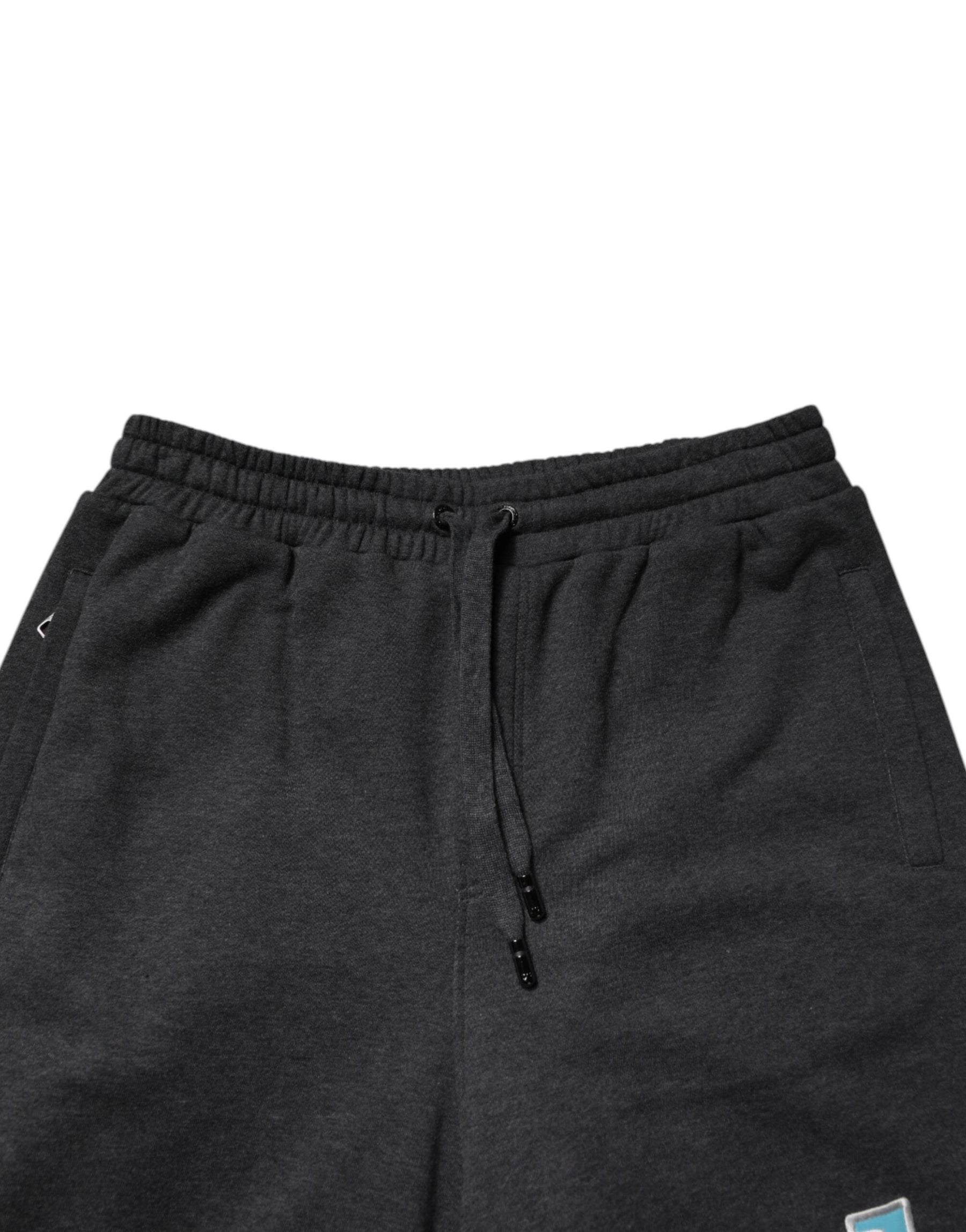 Dolce & Gabbana Dark Gray Cotton Layered Straight Sweatpants Pants | Regal Royce