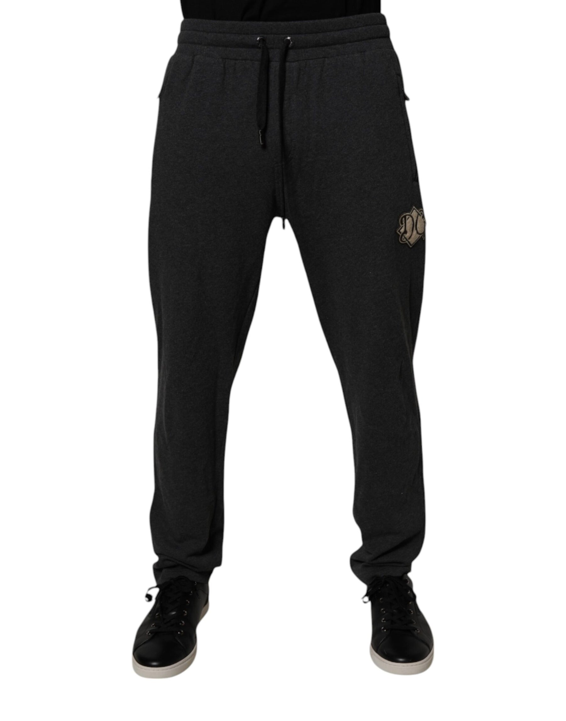 Dolce & Gabbana Dark Gray Logo Cotton Jogger Sweatpants Pants | Regal Royce