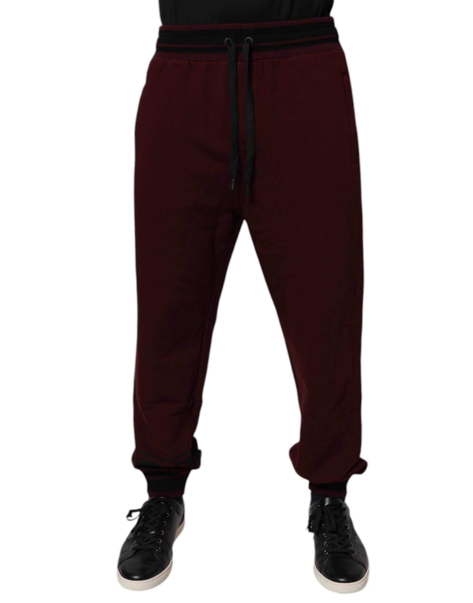 Dolce & Gabbana Bordeaux Cotton Jogger Men Sweatpants Pants | Regal Royce