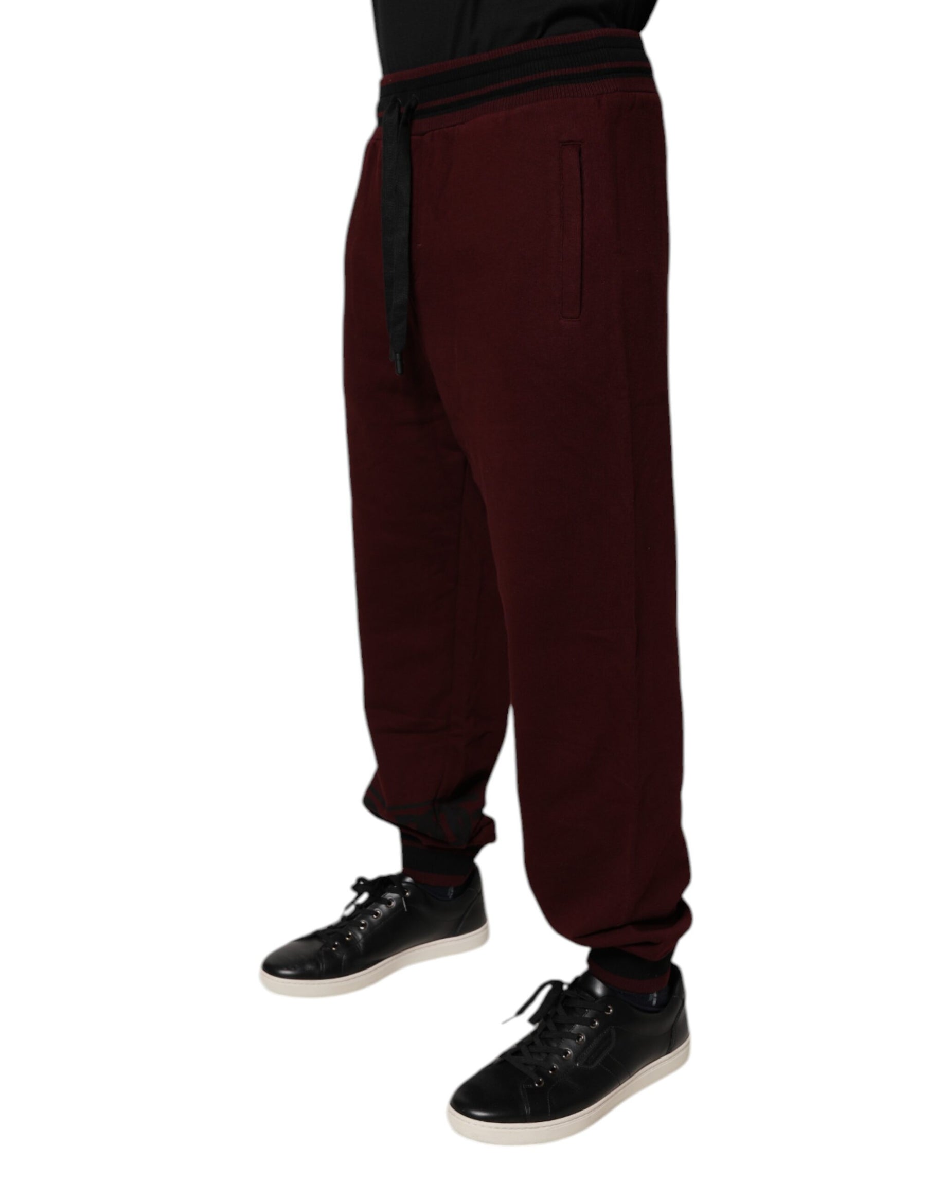 Dolce & Gabbana Bordeaux Cotton Jogger Men Sweatpants Pants | Regal Royce