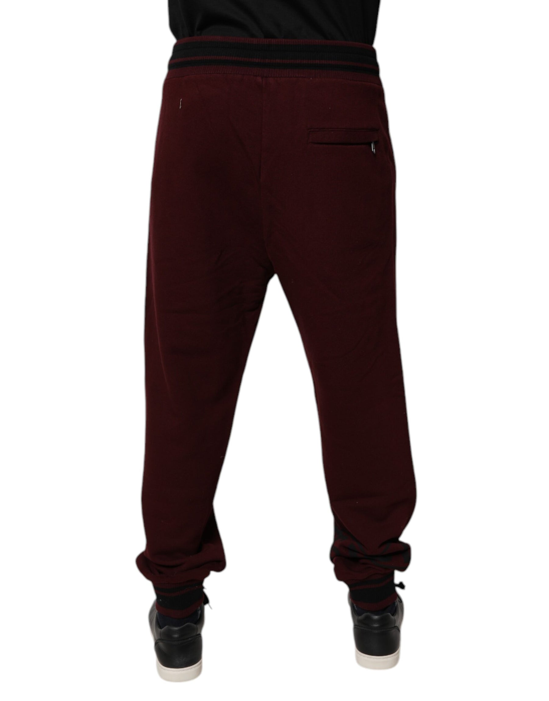 Dolce & Gabbana Bordeaux Cotton Jogger Men Sweatpants Pants | Regal Royce