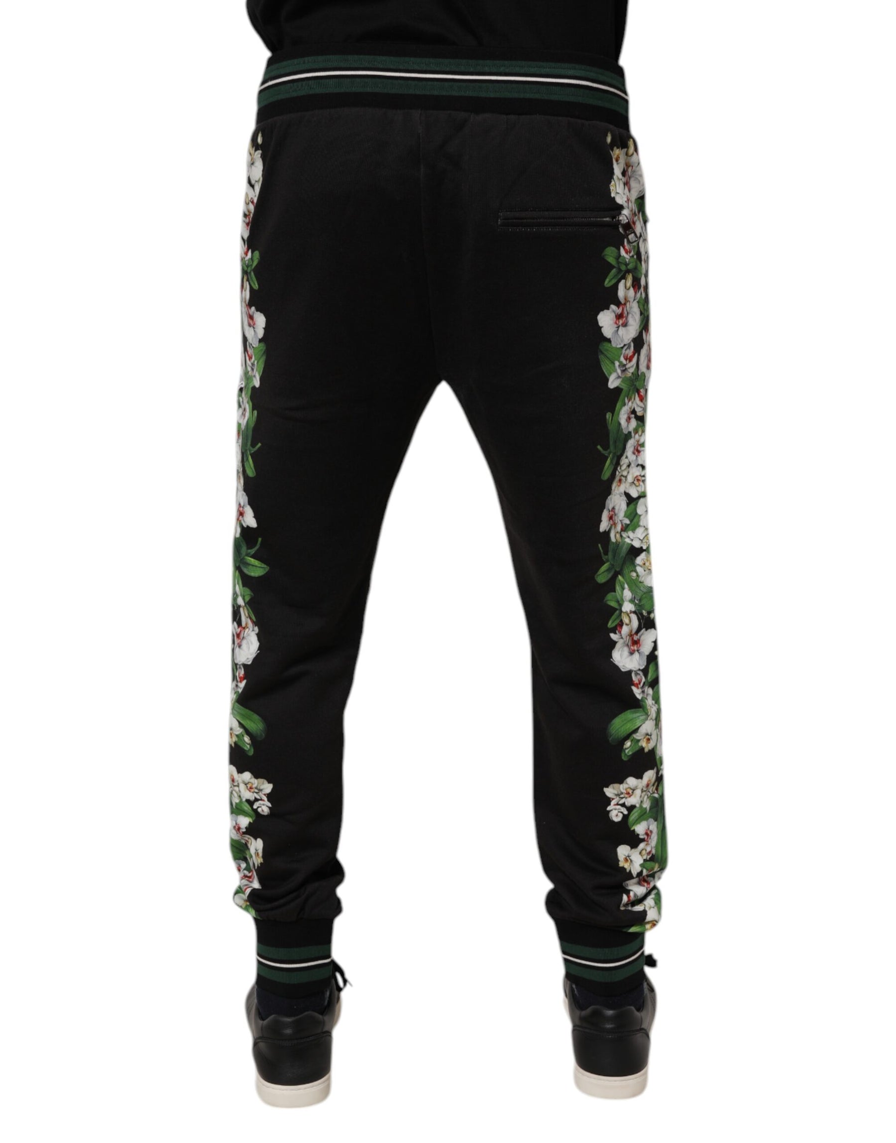 Dolce & Gabbana Black Floral King Men Jogger Sweatpants Pants | Regal Royce