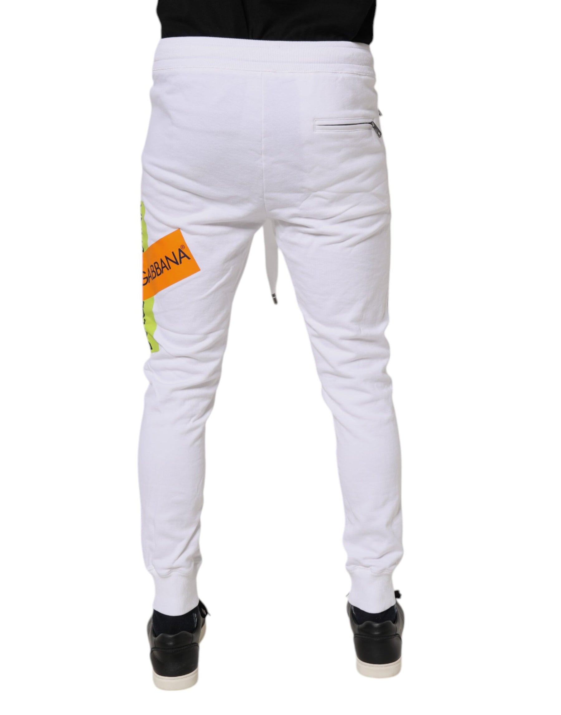 Dolce & Gabbana White Logo Tape Jogger Cotton Sweatpants Pants | Regal Royce