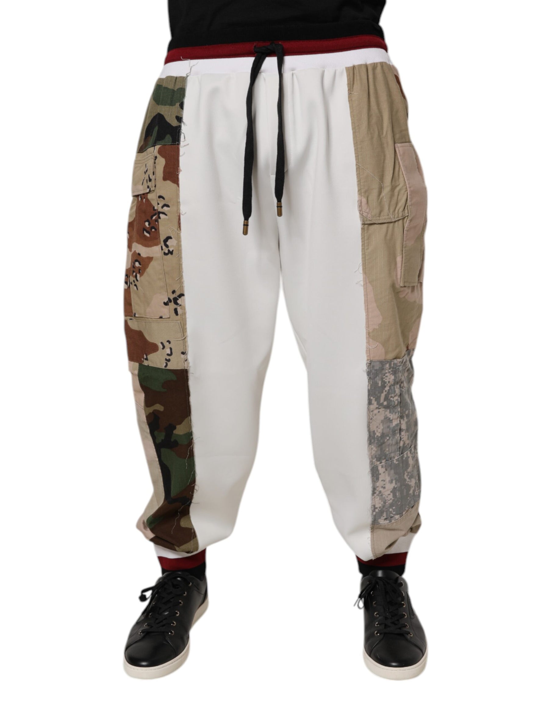 Dolce & Gabbana White Camouflage Patchwork Sweatpants Pants | Regal Royce