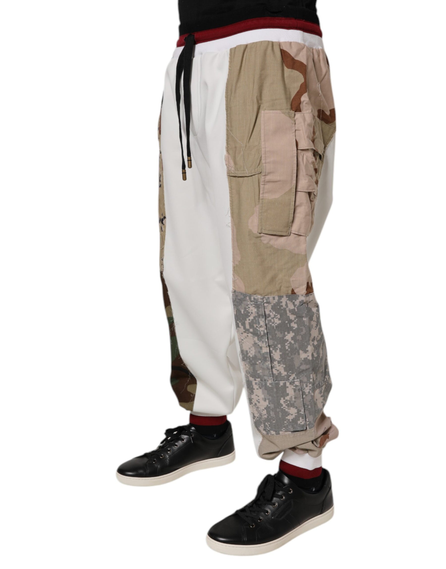 Dolce & Gabbana White Camouflage Patchwork Sweatpants Pants | Regal Royce