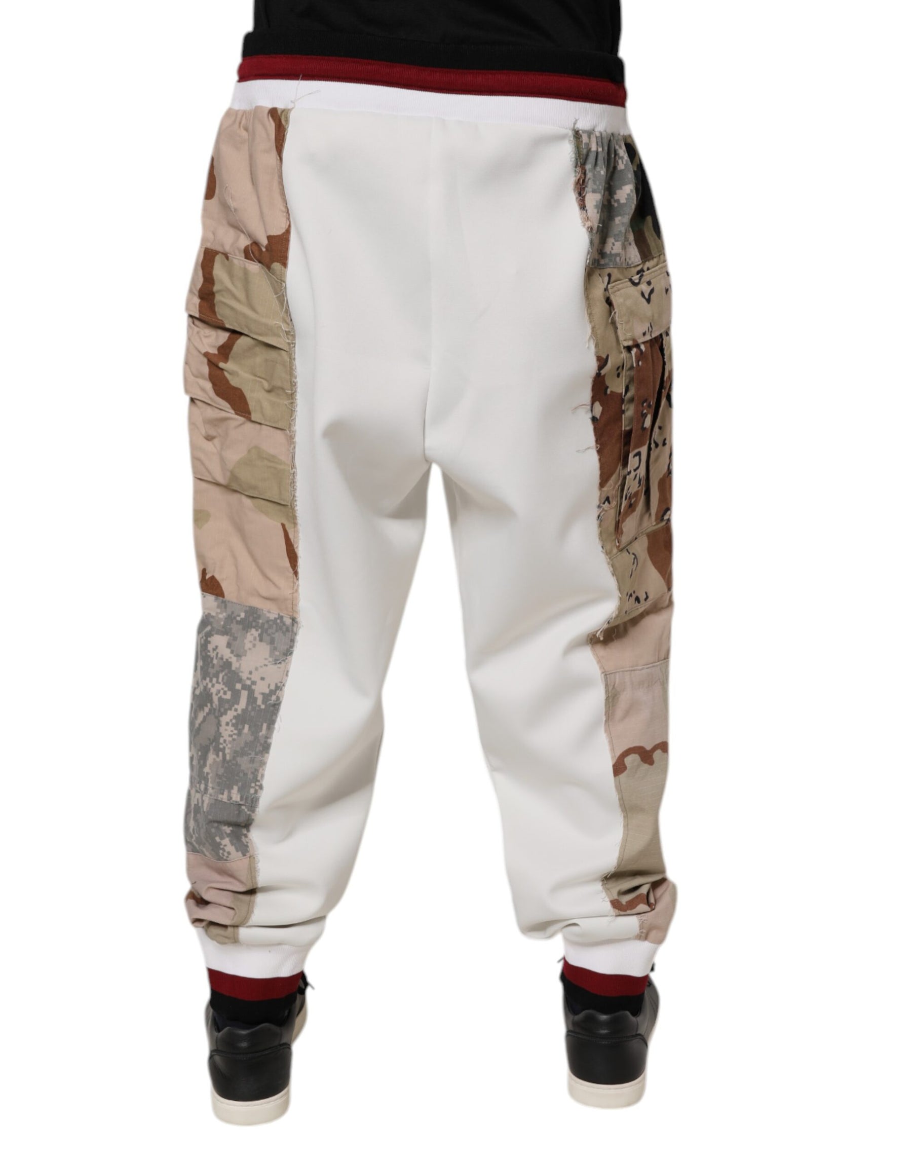 Dolce & Gabbana White Camouflage Patchwork Sweatpants Pants | Regal Royce
