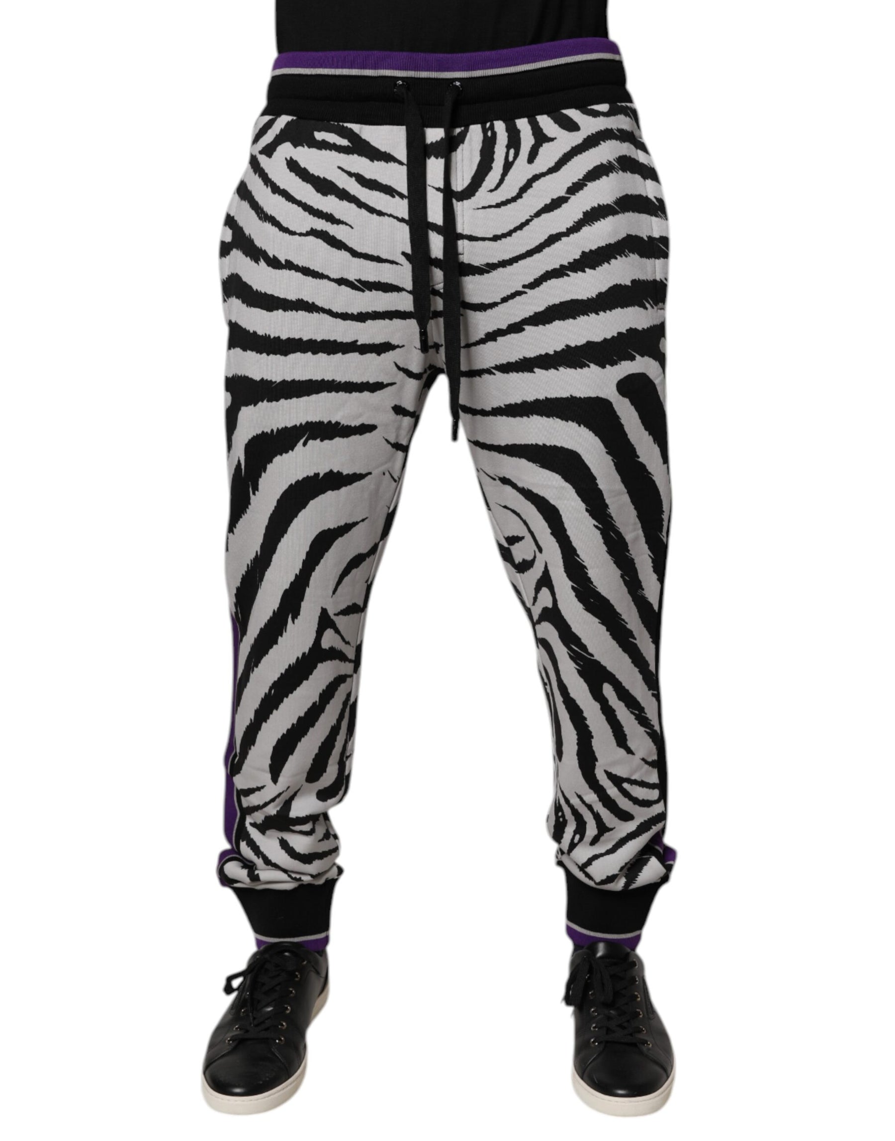 Dolce & Gabbana Black White Zebra Men Jogger Sweatpants Pants | Regal Royce