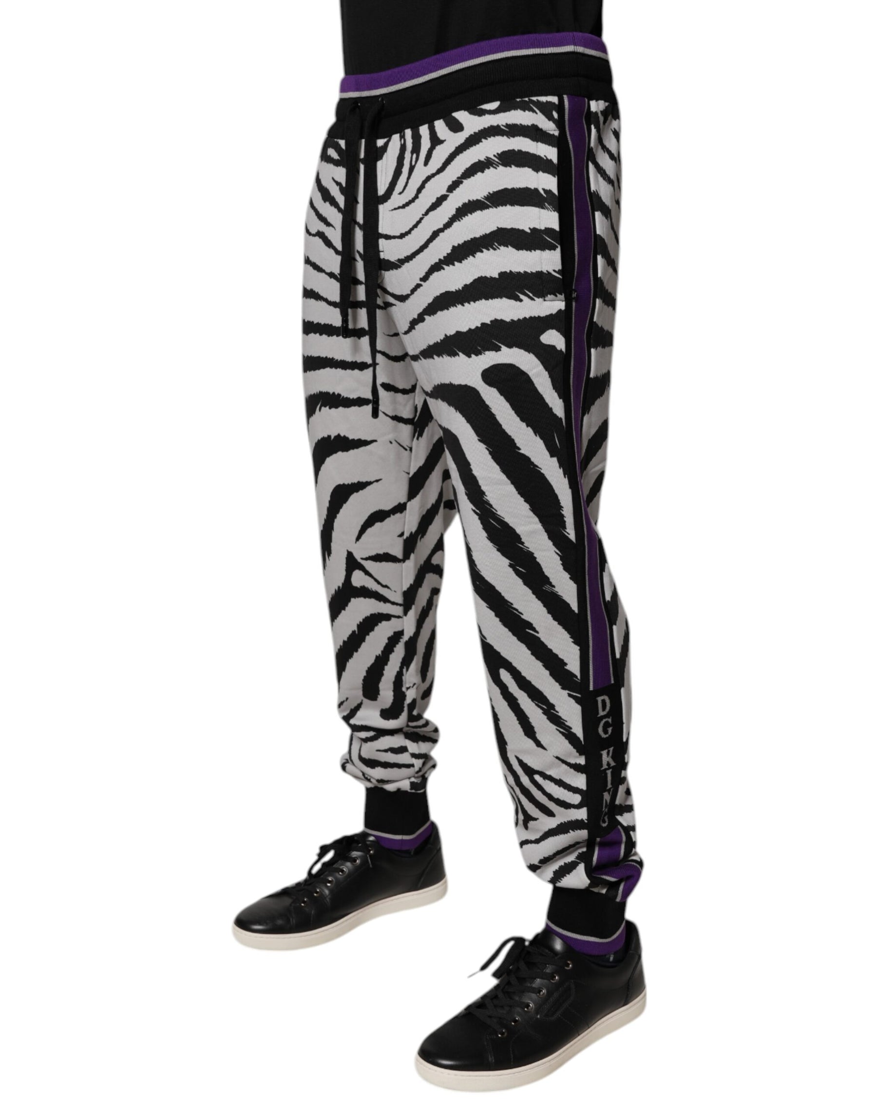 Dolce & Gabbana Black White Zebra Men Jogger Sweatpants Pants | Regal Royce