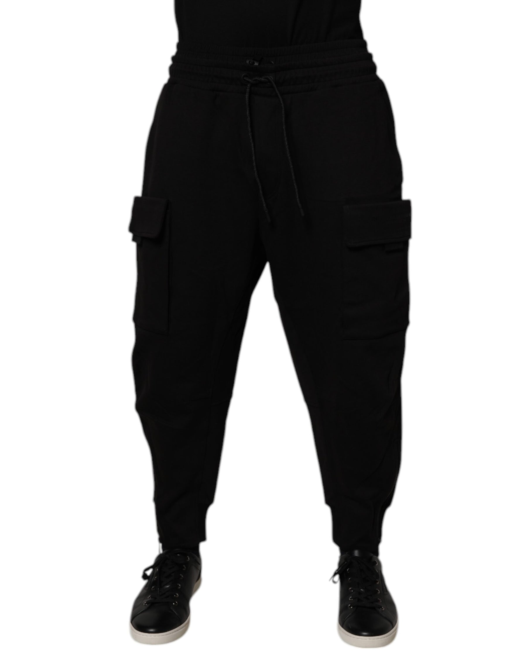 Dolce & Gabbana Black Cotton Men Cargo Jogger Sweatpants Pants | Regal Royce