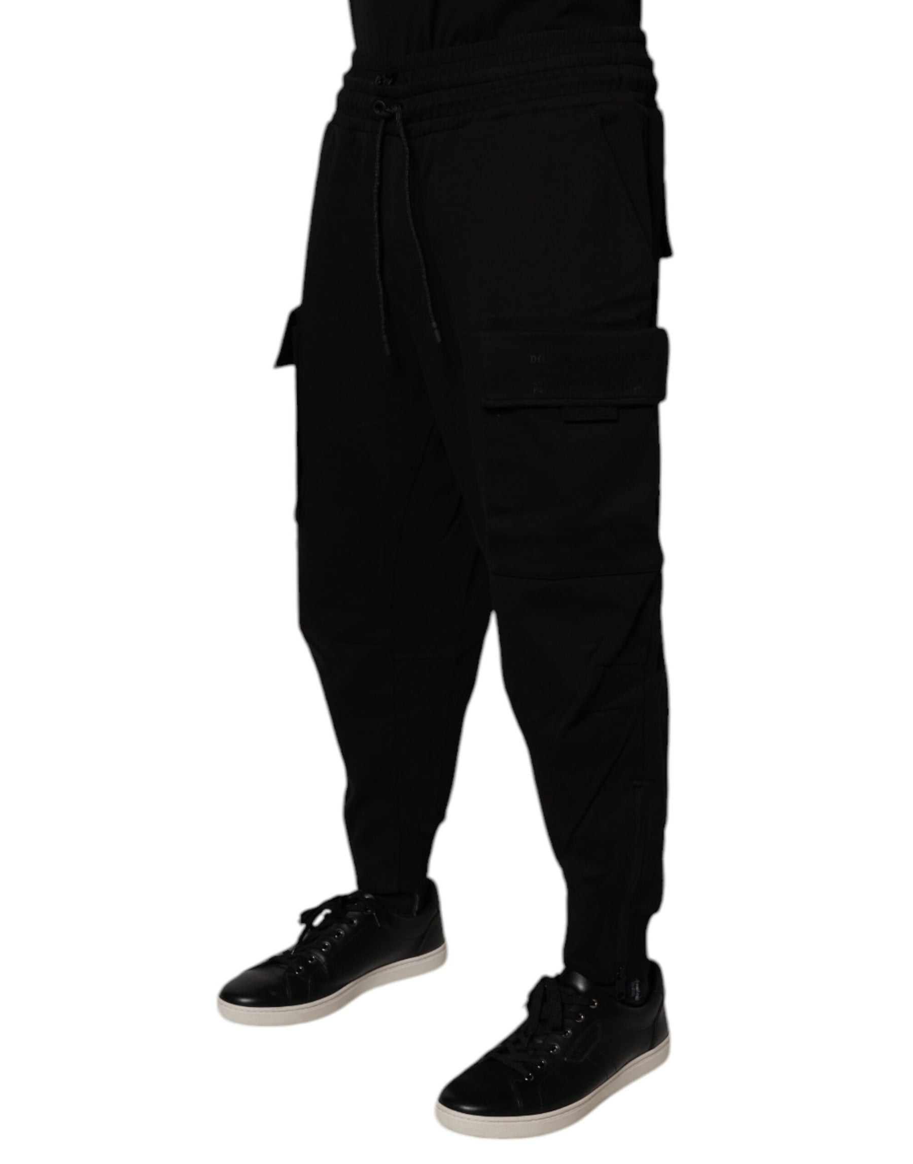 Dolce & Gabbana Black Cotton Men Cargo Jogger Sweatpants Pants | Regal Royce
