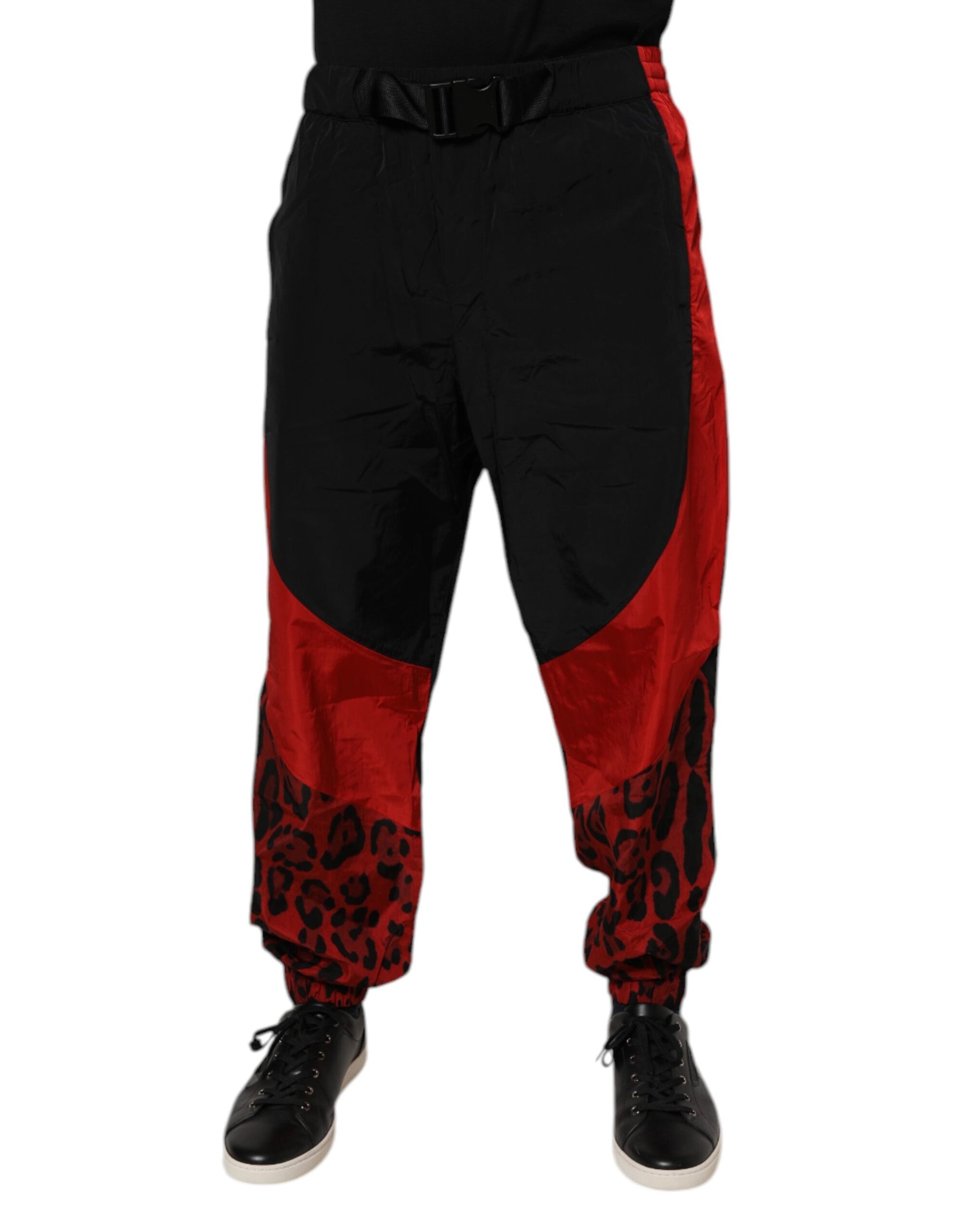 Dolce & Gabbana Black Red Leopard Jogger Sweatpants Pants | Regal Royce