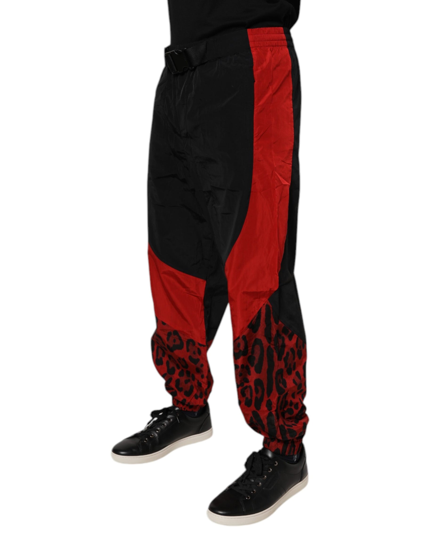 Dolce & Gabbana Black Red Leopard Jogger Sweatpants Pants | Regal Royce