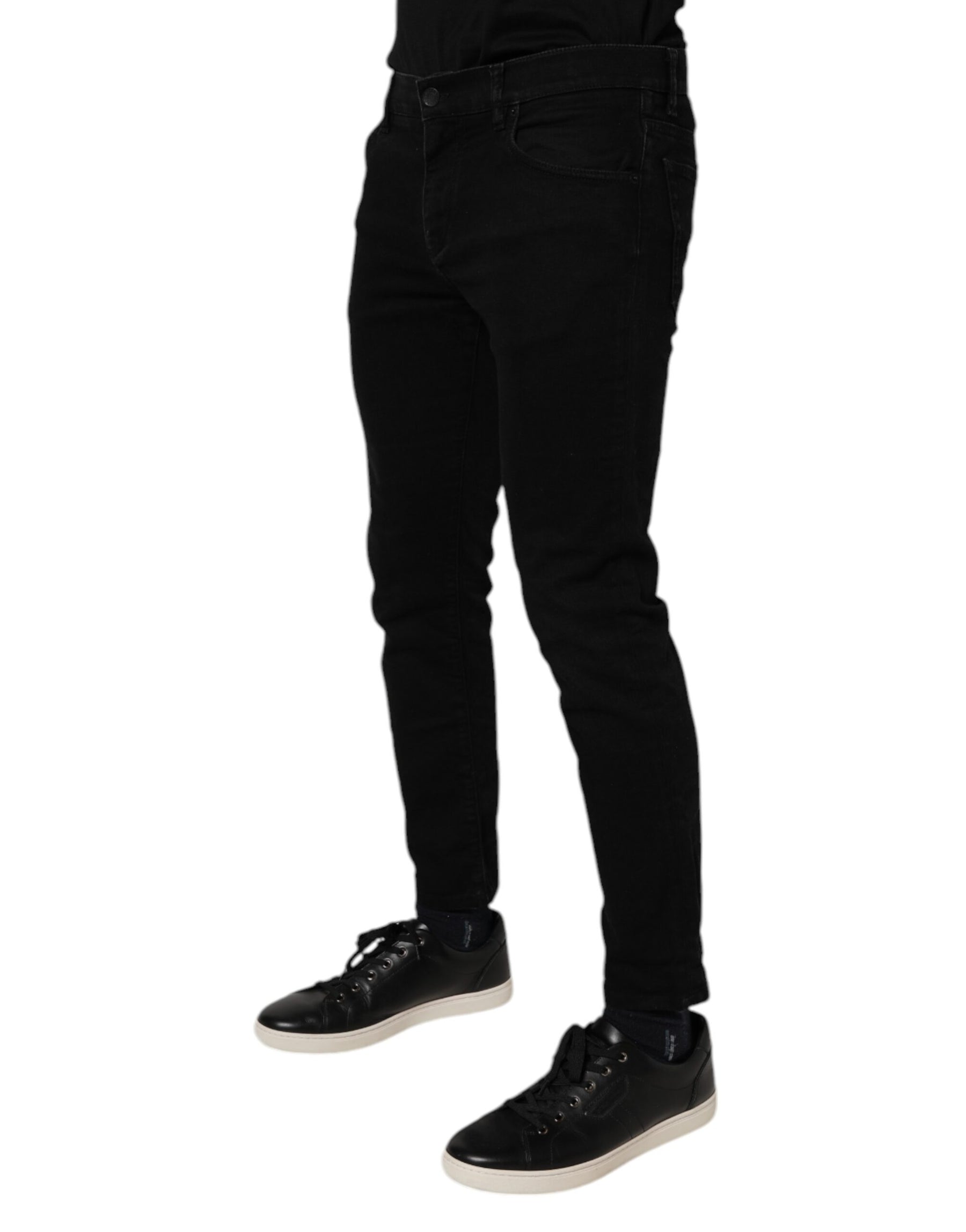 Dolce & Gabbana Black Cotton Stretch Skinny Men Denim Jeans | Regal Royce