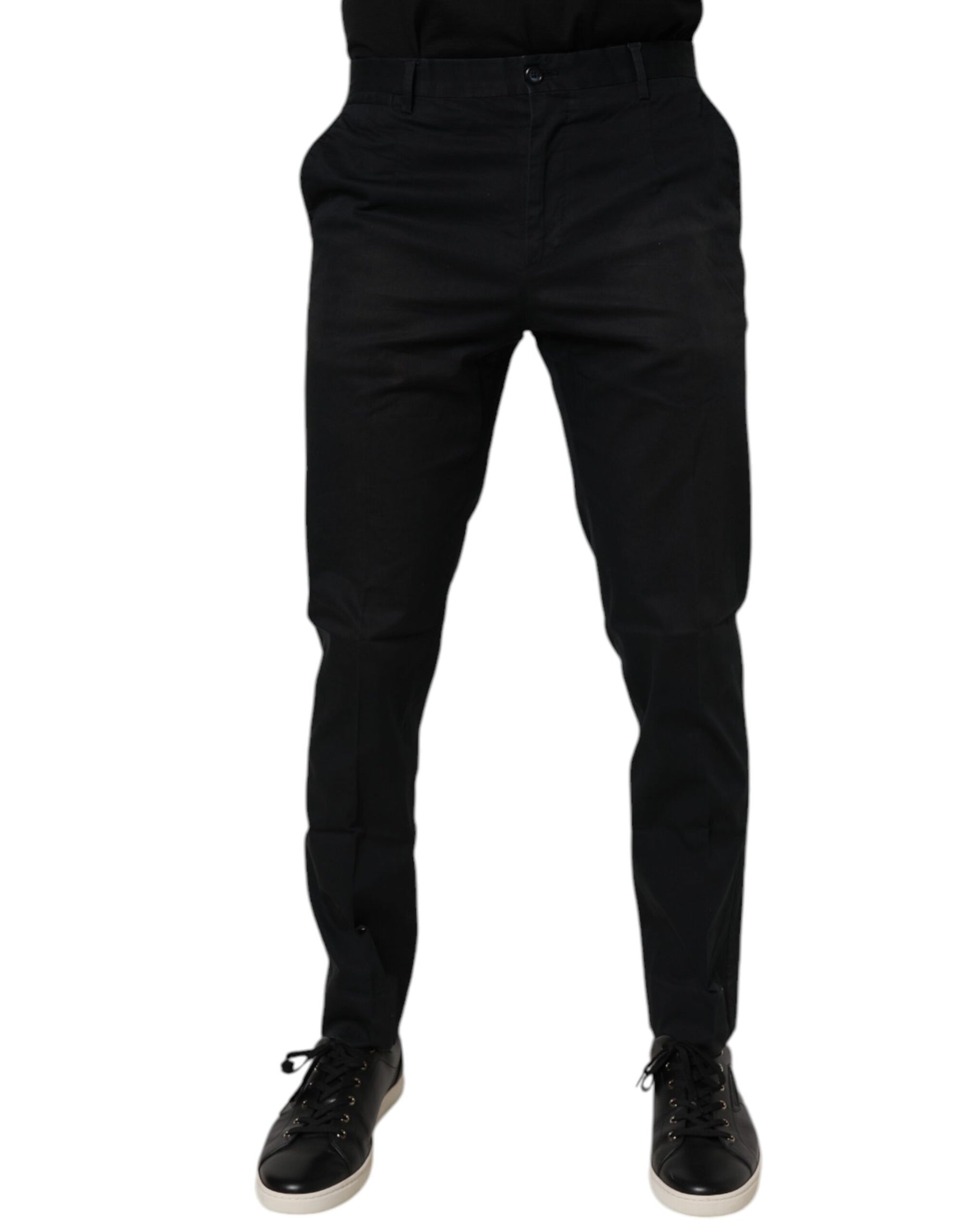 Dolce & Gabbana Black Cotton Stretch Skinny Dress Formal Pants | Regal Royce