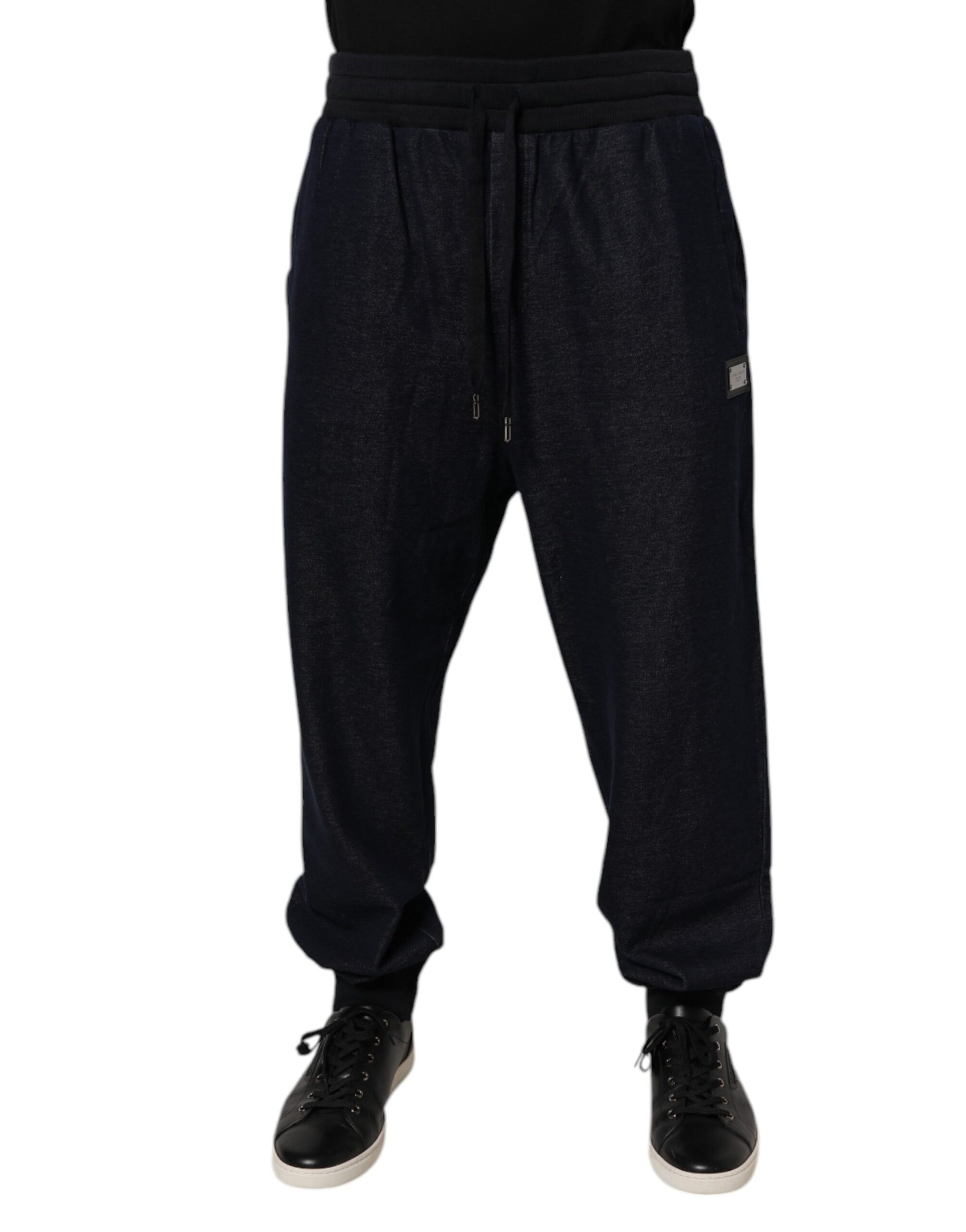 Dolce & Gabbana Black Jacquard Cotton Jogger Sweatpants Pants | Regal Royce