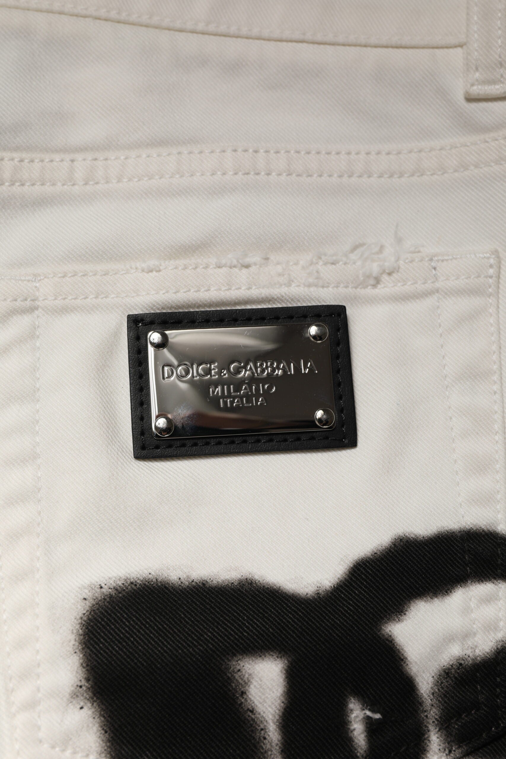 Dolce & Gabbana White Tattered Graffiti Skinny Denim Jeans | Regal Royce