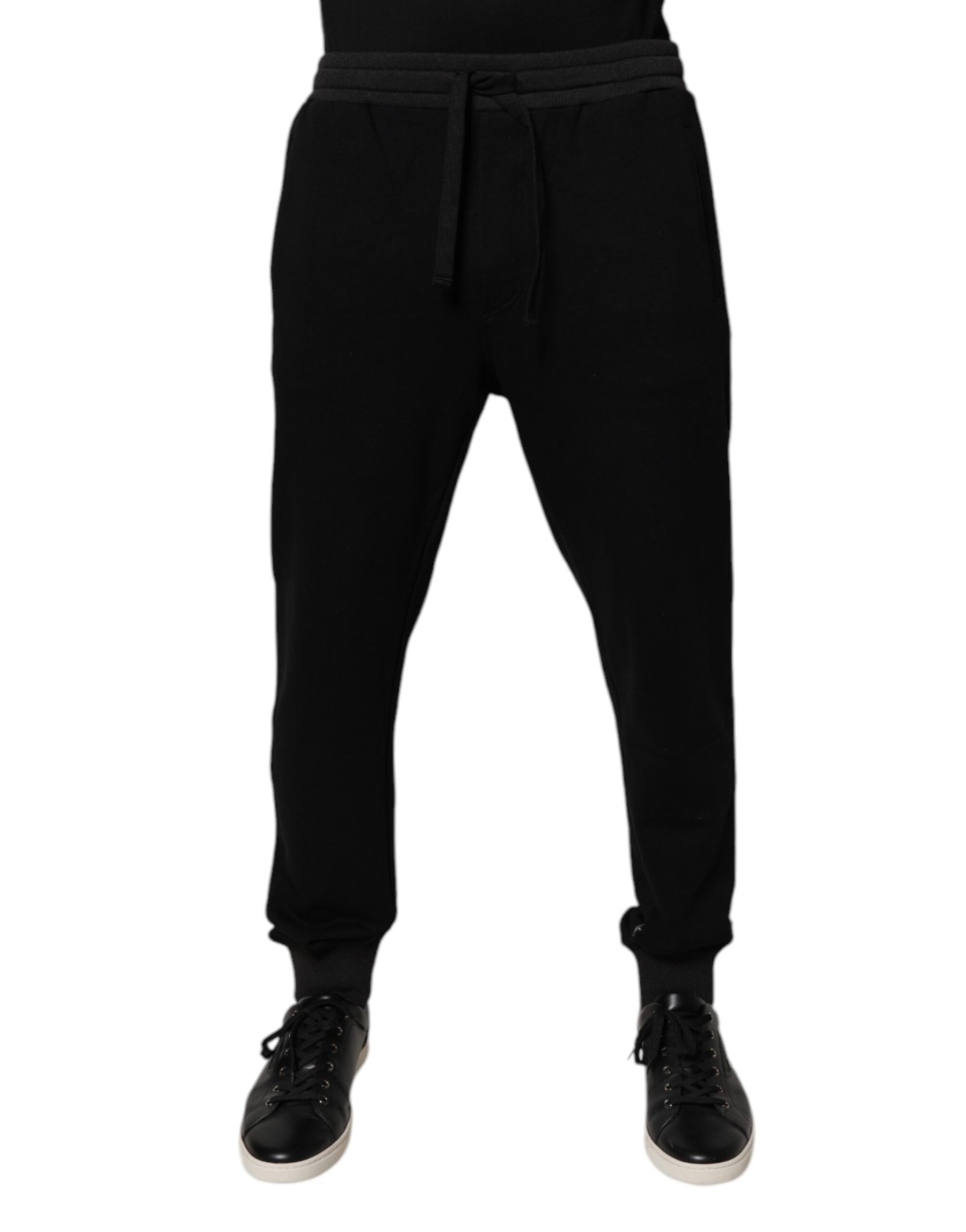 Dolce & Gabbana Black Logo Men Jogger Cotton Sweatpants Pants | Regal Royce