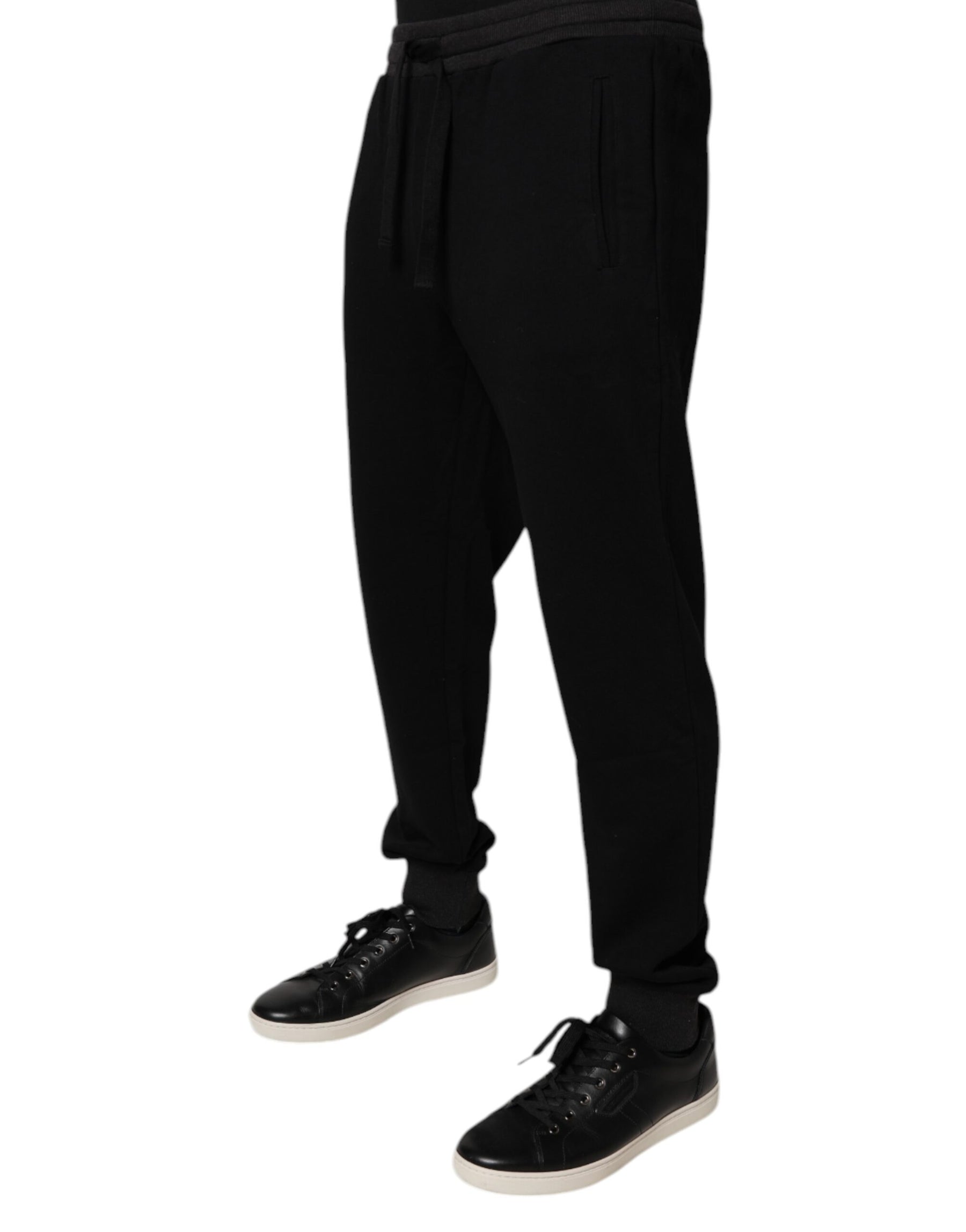 Dolce & Gabbana Black Logo Men Jogger Cotton Sweatpants Pants | Regal Royce
