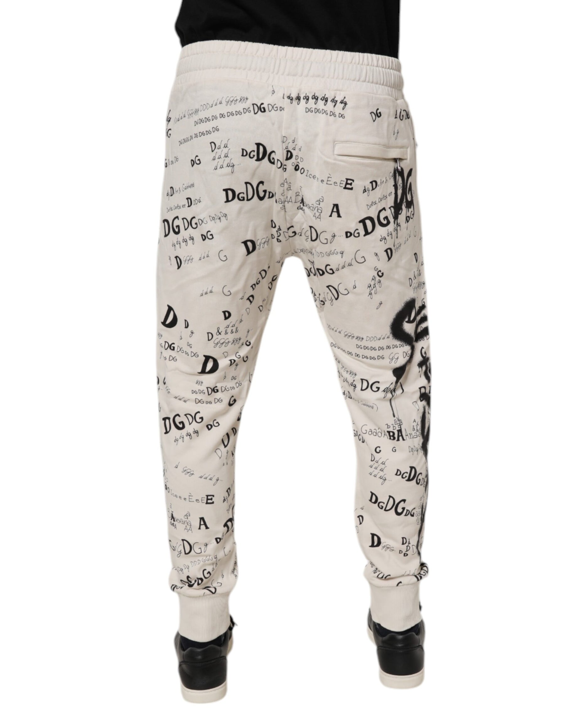 Dolce & Gabbana White Logo Print Men Skinny Sweatpants Pants | Regal Royce