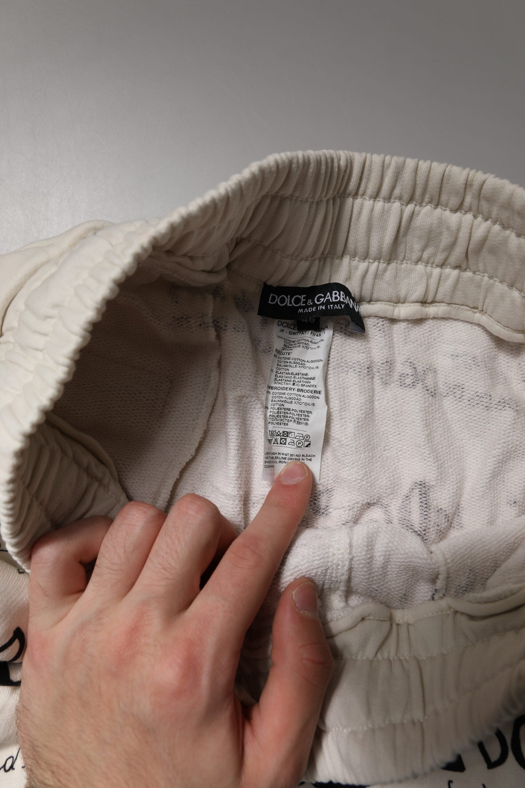 Dolce & Gabbana White Logo Print Men Skinny Sweatpants Pants | Regal Royce