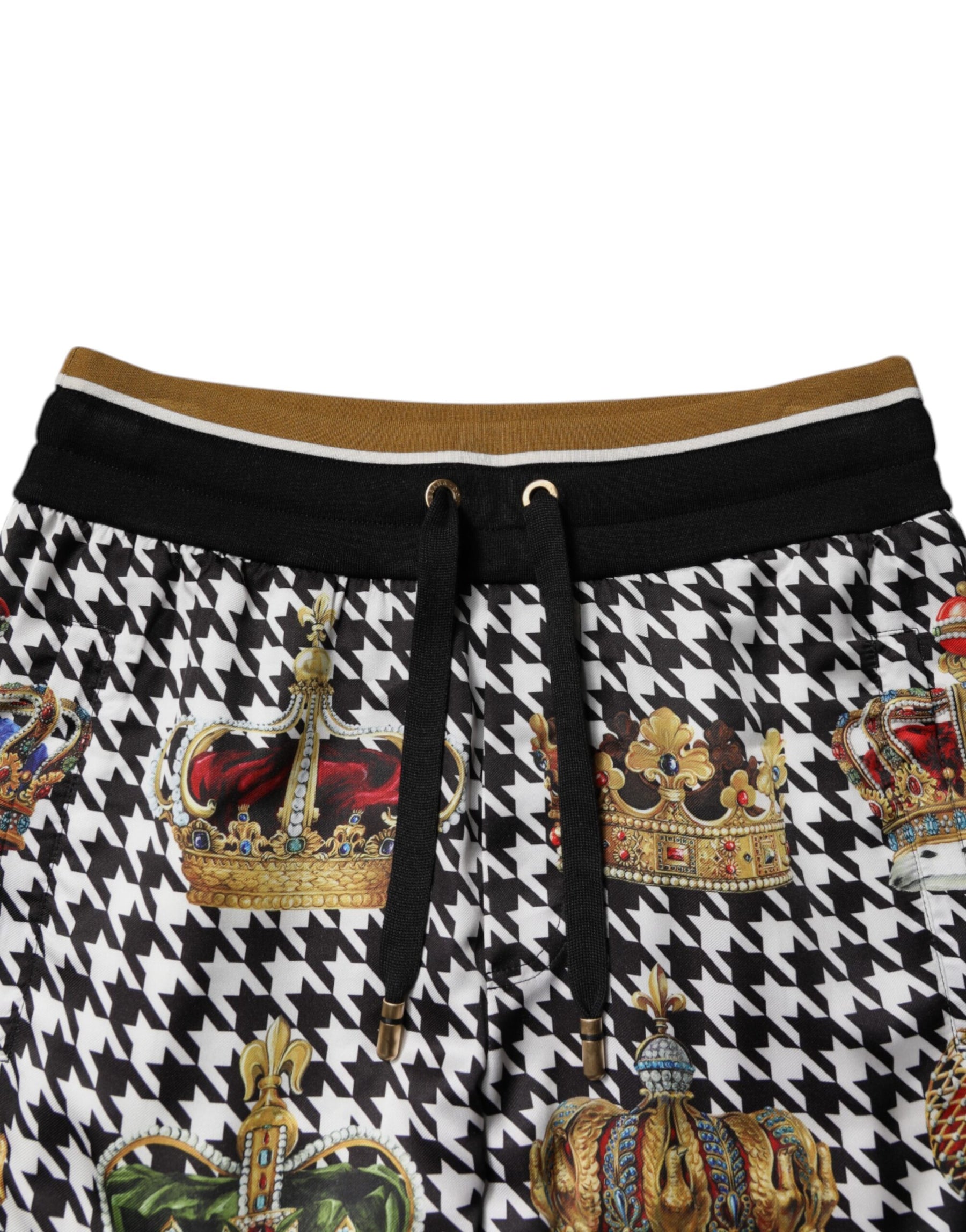 Dolce & Gabbana Multicolor Houndstooth Crown Men Sweatpants Pants | Regal Royce