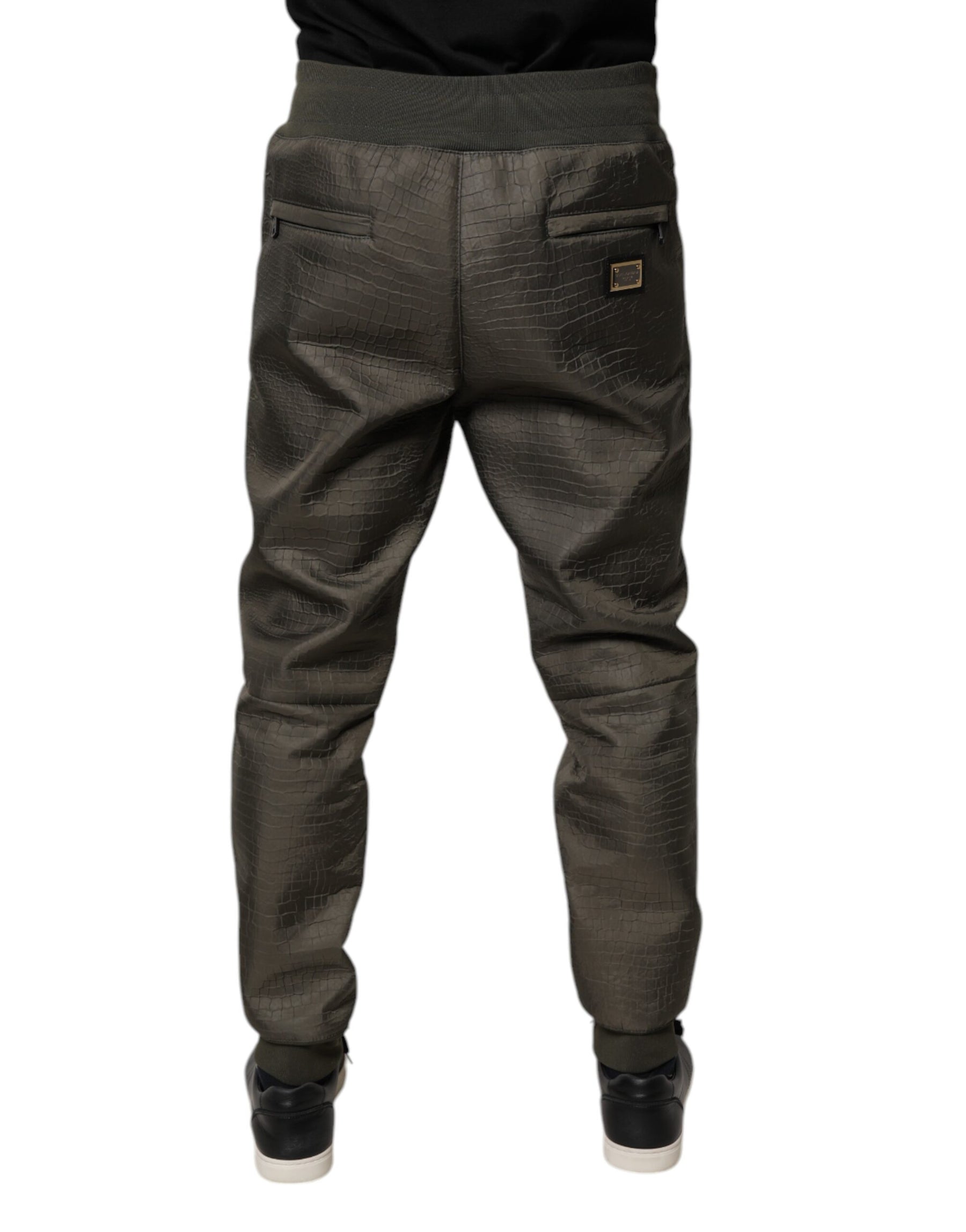Dolce & Gabbana Brown Lambskin Leather Men Sweatpants Pants | Regal Royce