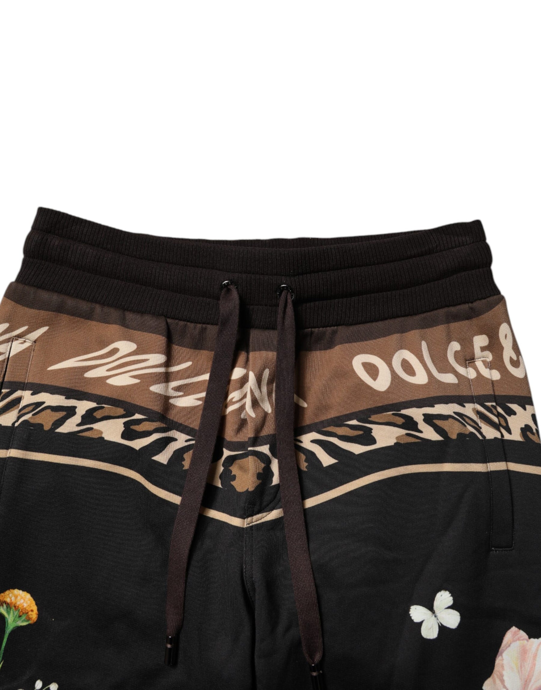Dolce & Gabbana Black Floral Cotton Jogger Sweatpants Pants | Regal Royce