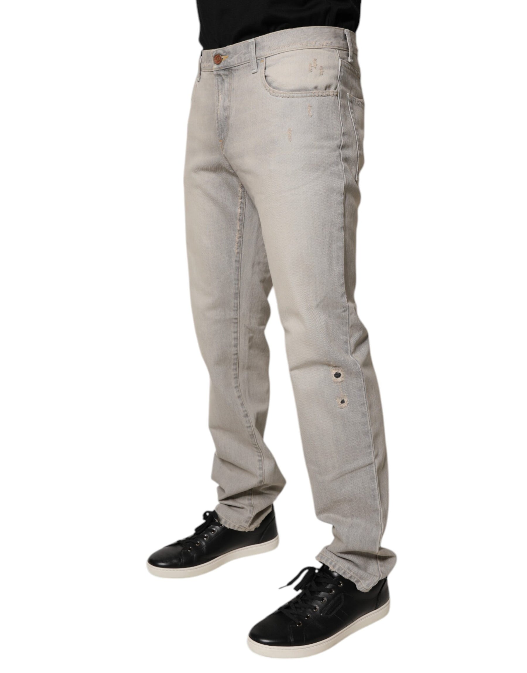 Dolce & Gabbana Light Gray Cotton Skinny Denim Jeans | Regal Royce
