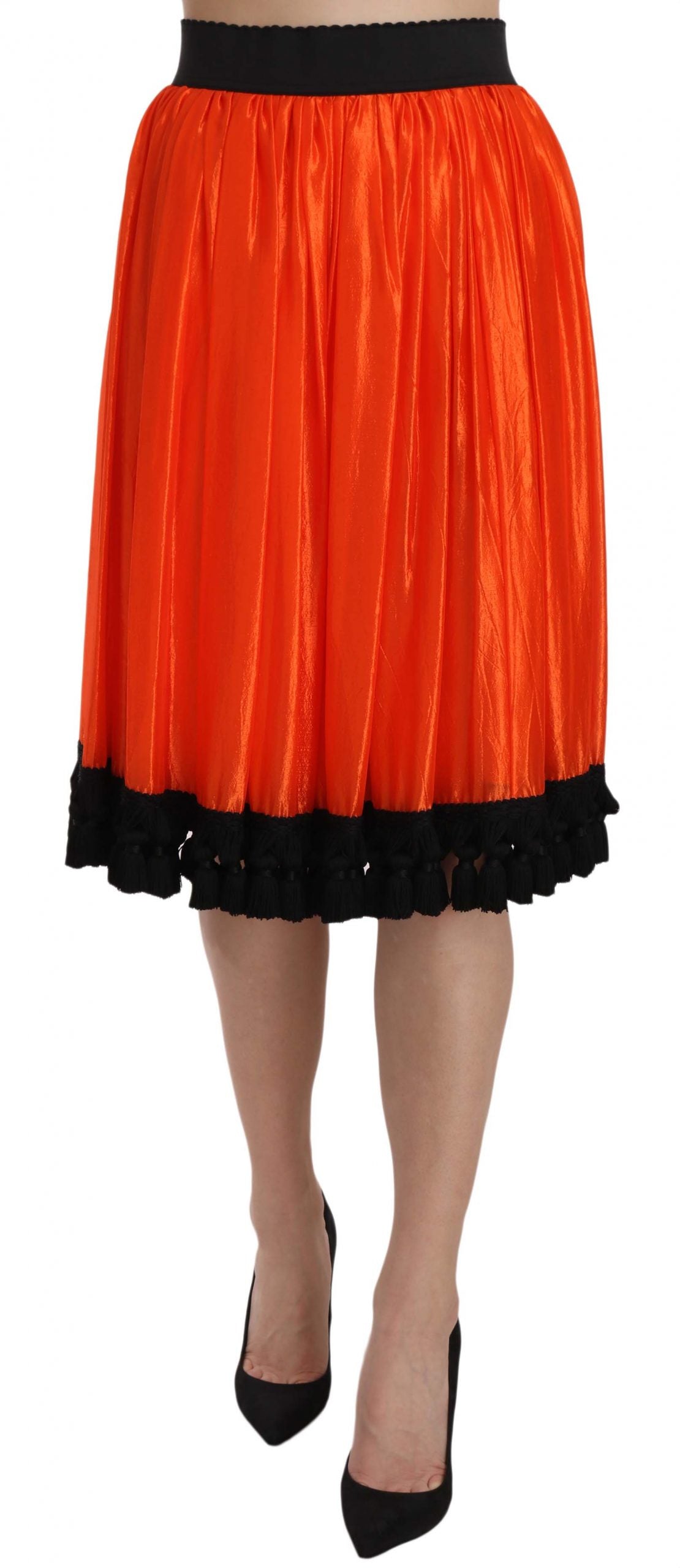Dolce & Gabbana Orange High Waist Knee Length Skirt | Regal Royce