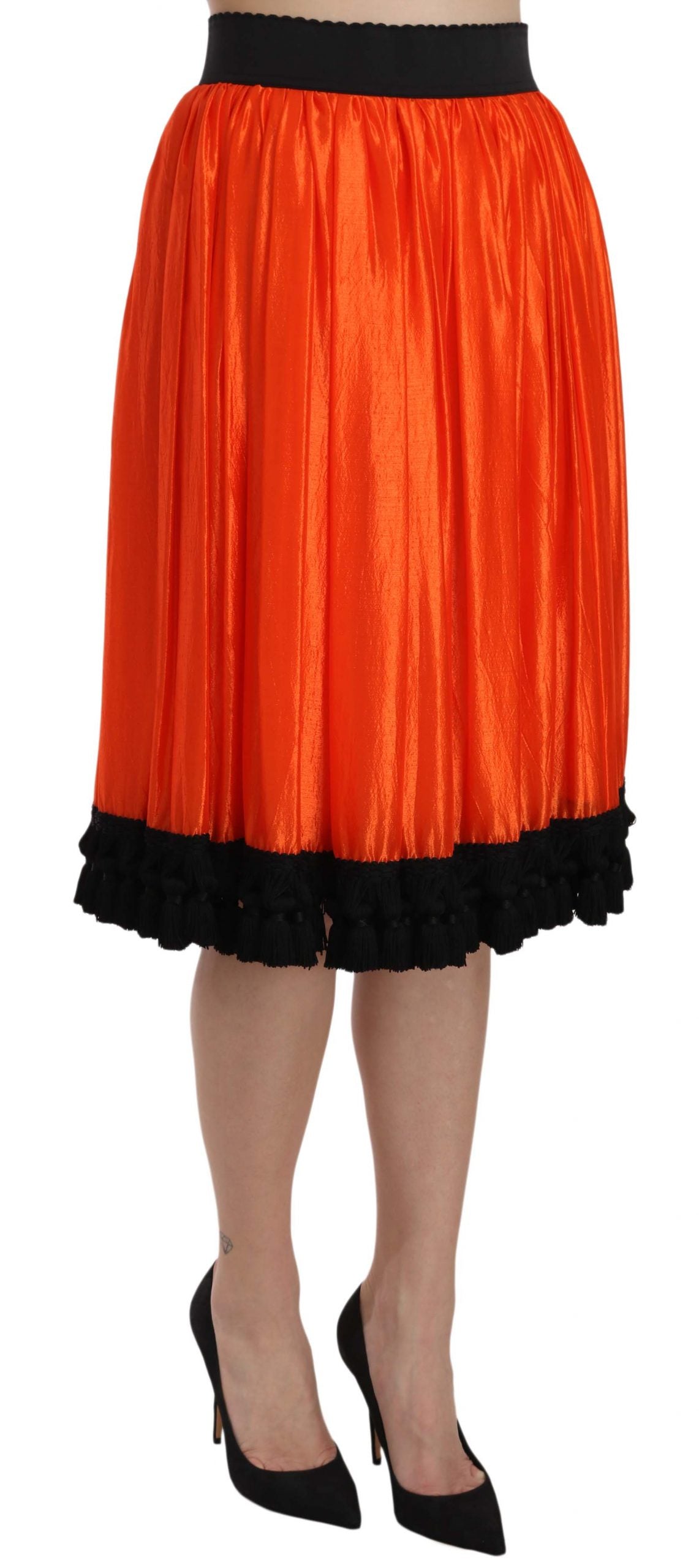 Dolce & Gabbana Orange High Waist Knee Length Skirt | Regal Royce