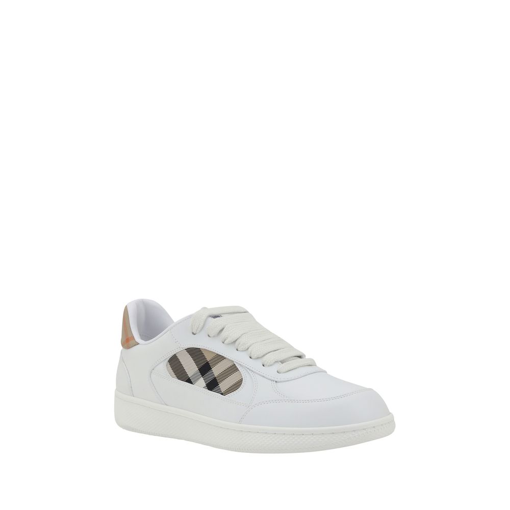 Burberry White Calf Leather Bos Taurus Low Top Sneakers | Regal Royce