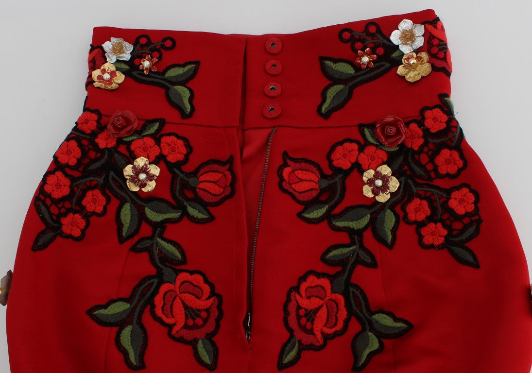 Dolce & Gabbana Red Silk Roses Sicily Shorts | Regal Royce