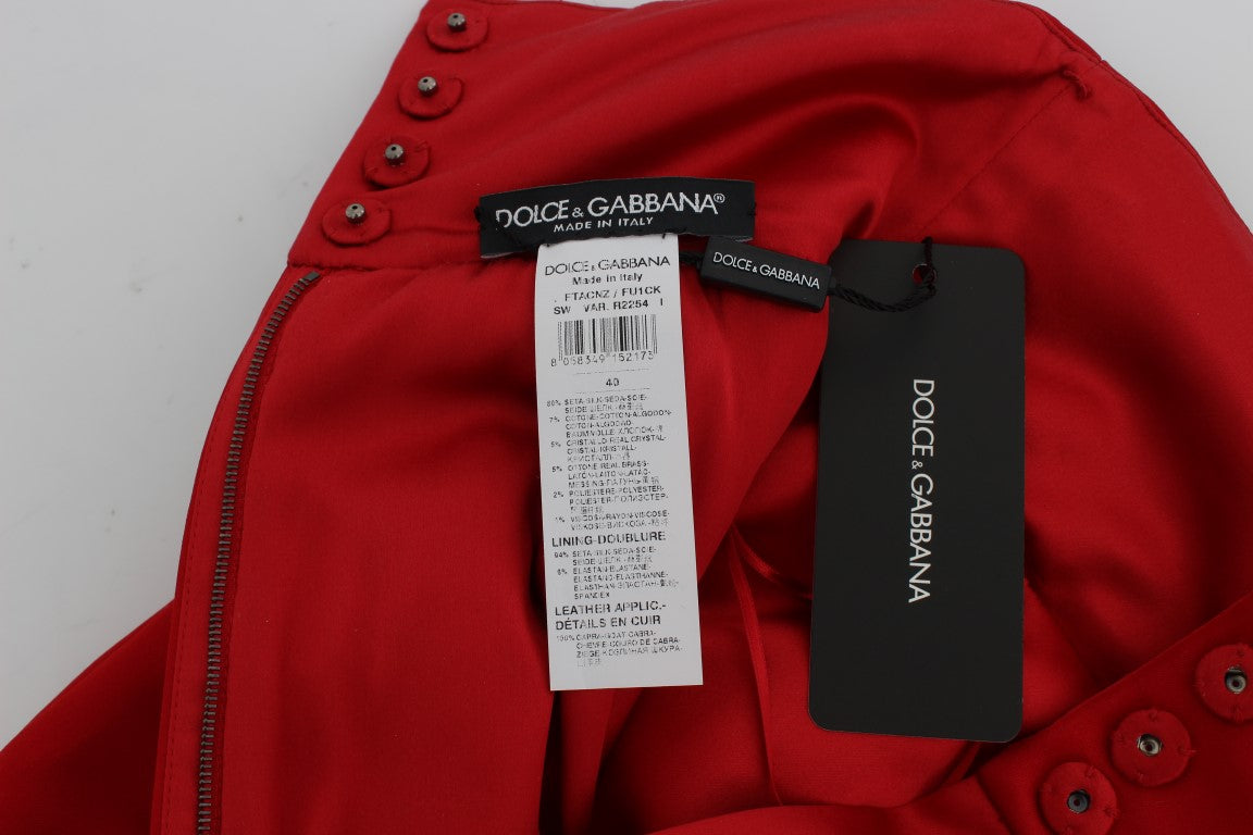 Dolce & Gabbana Red Silk Crystal Roses Shorts | Regal Royce