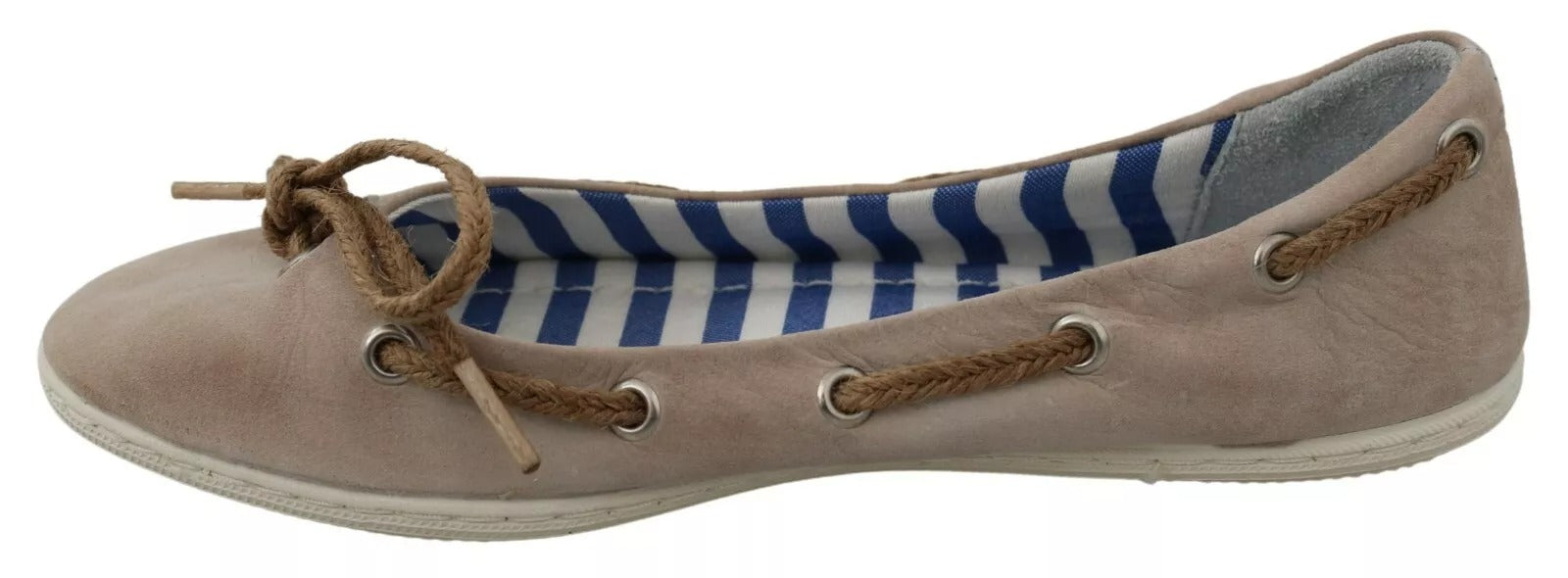 Pantofola D'Oro Beige Suede Lace Bow Loafers Ballet Flat Shoes | Regal Royce