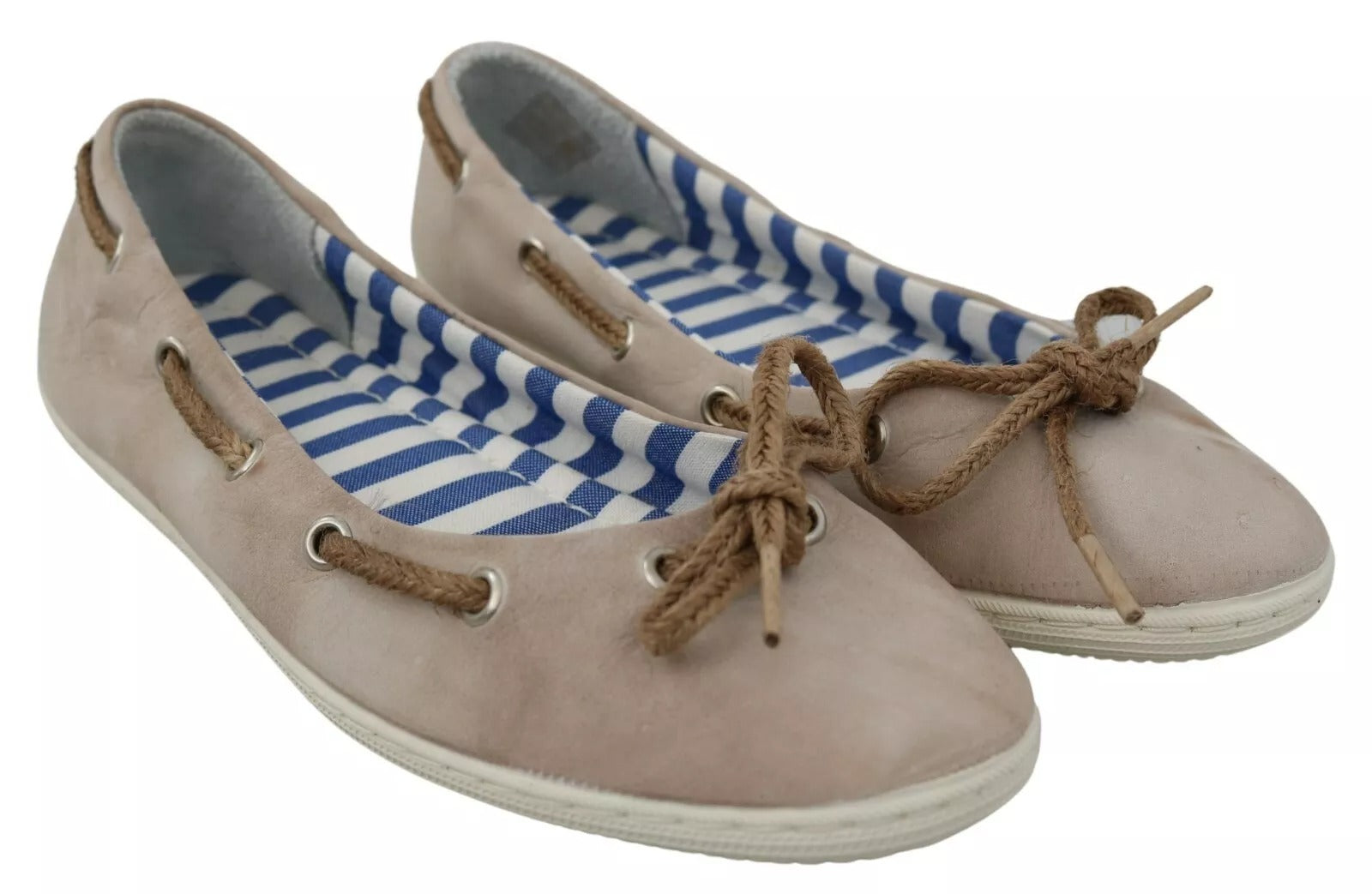 Pantofola D'Oro Beige Suede Lace Bow Loafers Ballet Flat Shoes | Regal Royce