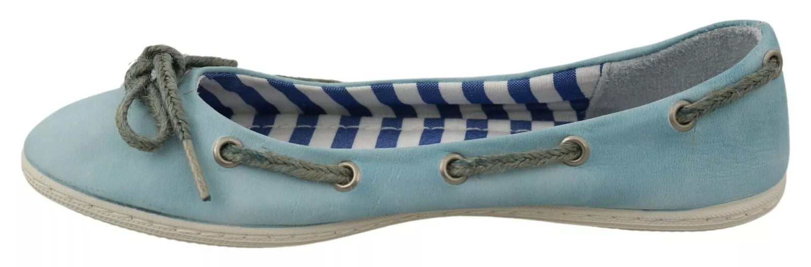 Pantofola D'Oro Sky Blue Suede Lace Bow Loafers Ballet Flat Shoes | Regal Royce