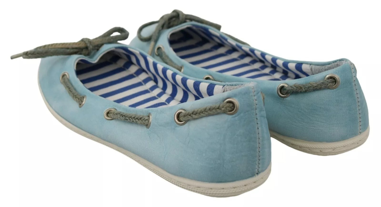 Pantofola D'Oro Sky Blue Suede Lace Bow Loafers Ballet Flat Shoes | Regal Royce