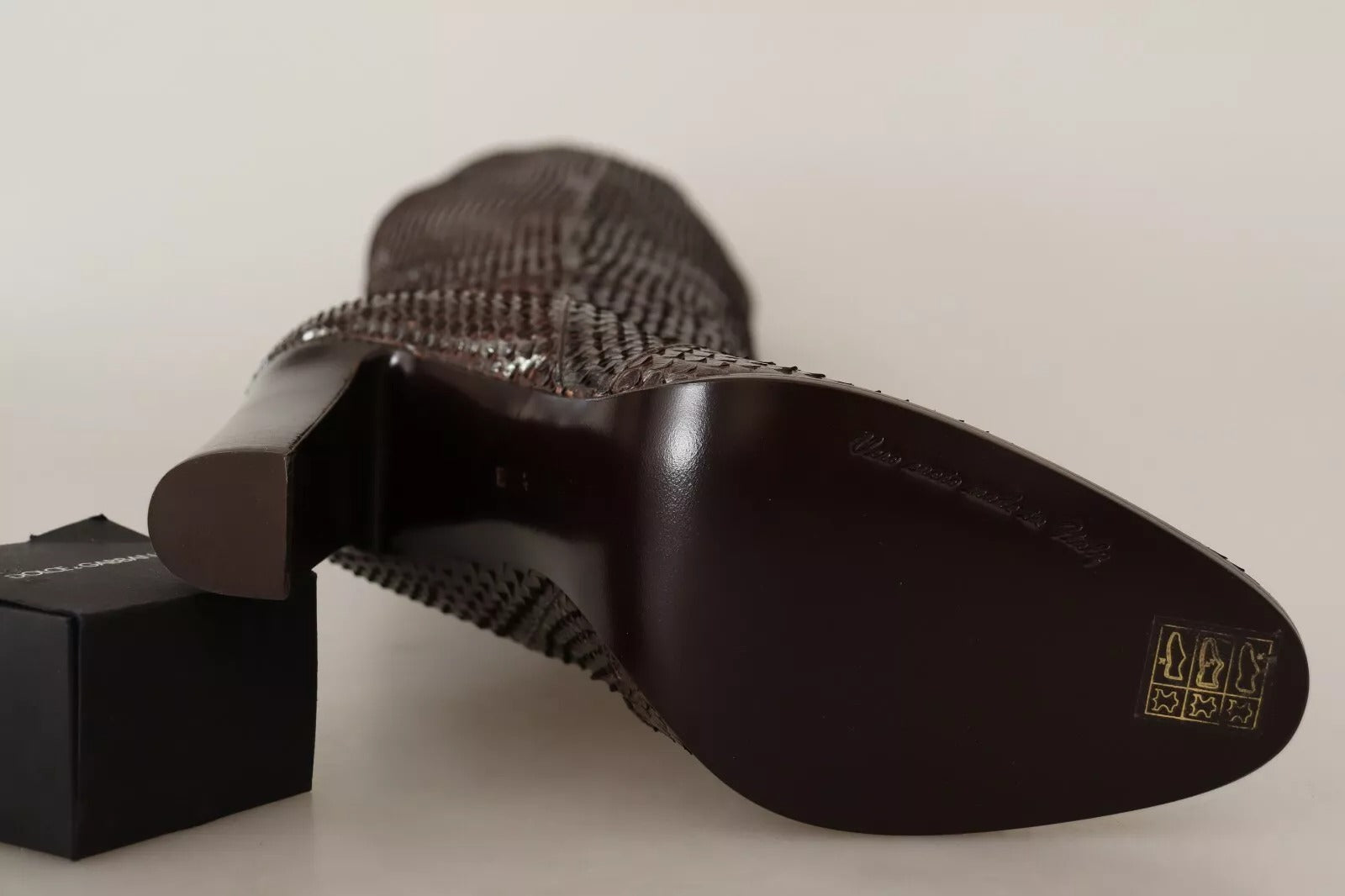 Dolce & Gabbana Brown Exotic Leather Heels High Boots Shoes | Regal Royce