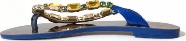 Dolce & Gabbana Blue Crystals Flats Sandals Beachwear Shoes | Regal Royce