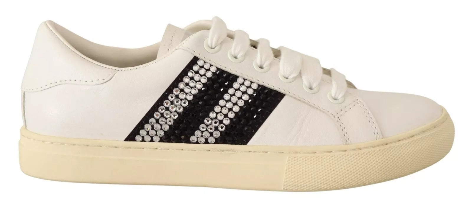 Marc Jacobs White Leather Crystal Embellished Sneakers Shoes | Regal Royce