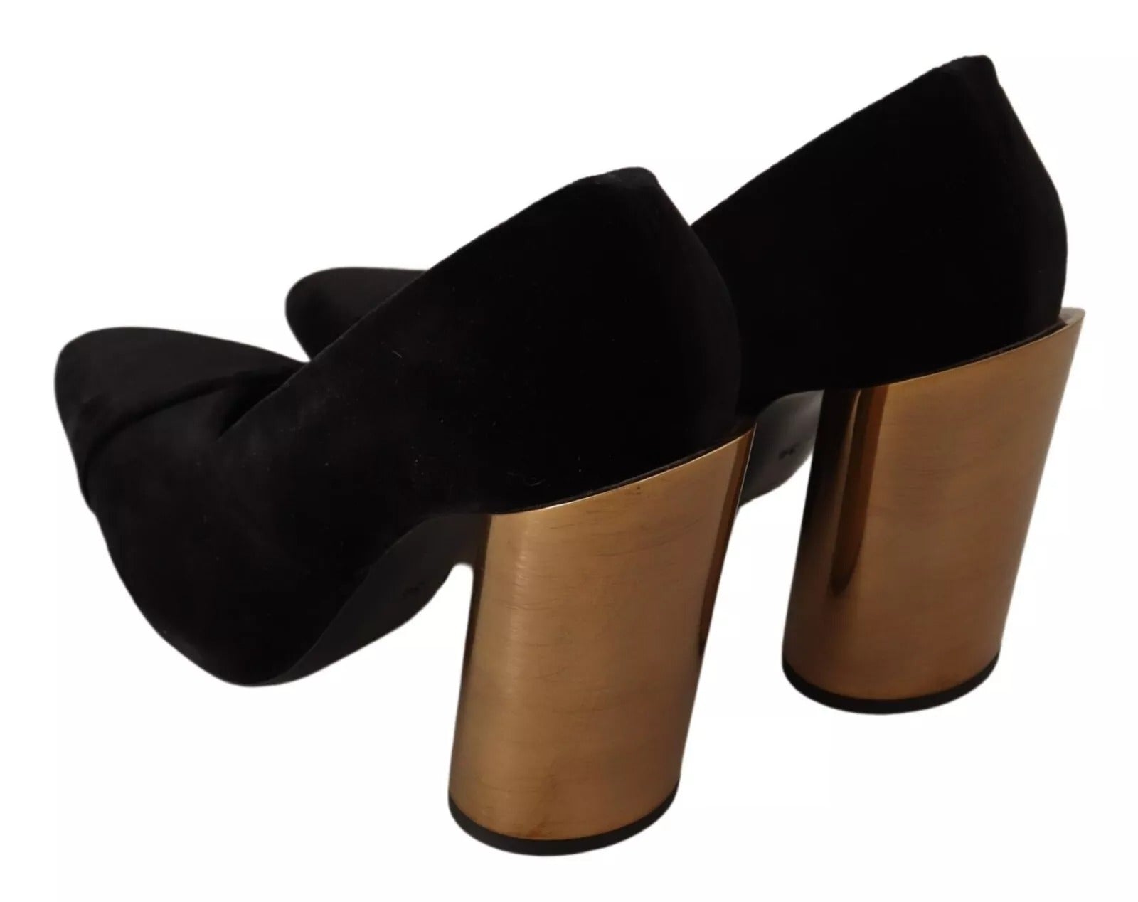 Jil Sander Black Leather Suede Block Heels Pumps Shoes | Regal Royce